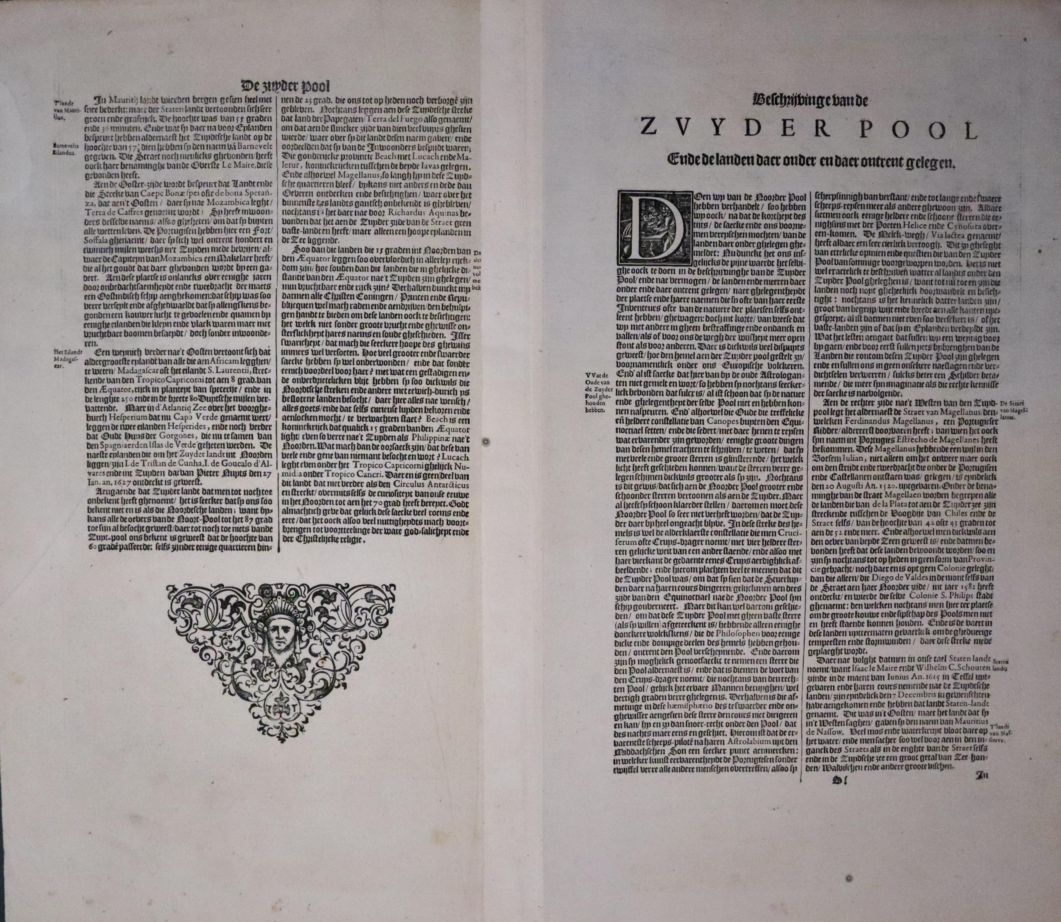 German text on verso of Antarctic, Henricus Hondius / Jan Jansson, c.1650