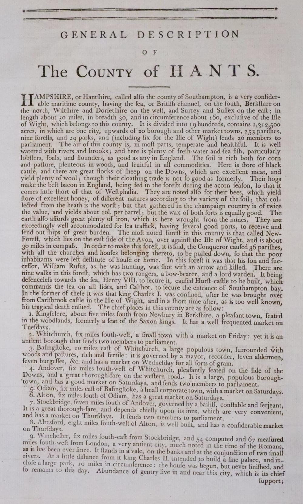 Text for Hampshire Thomas Kitchin 1786