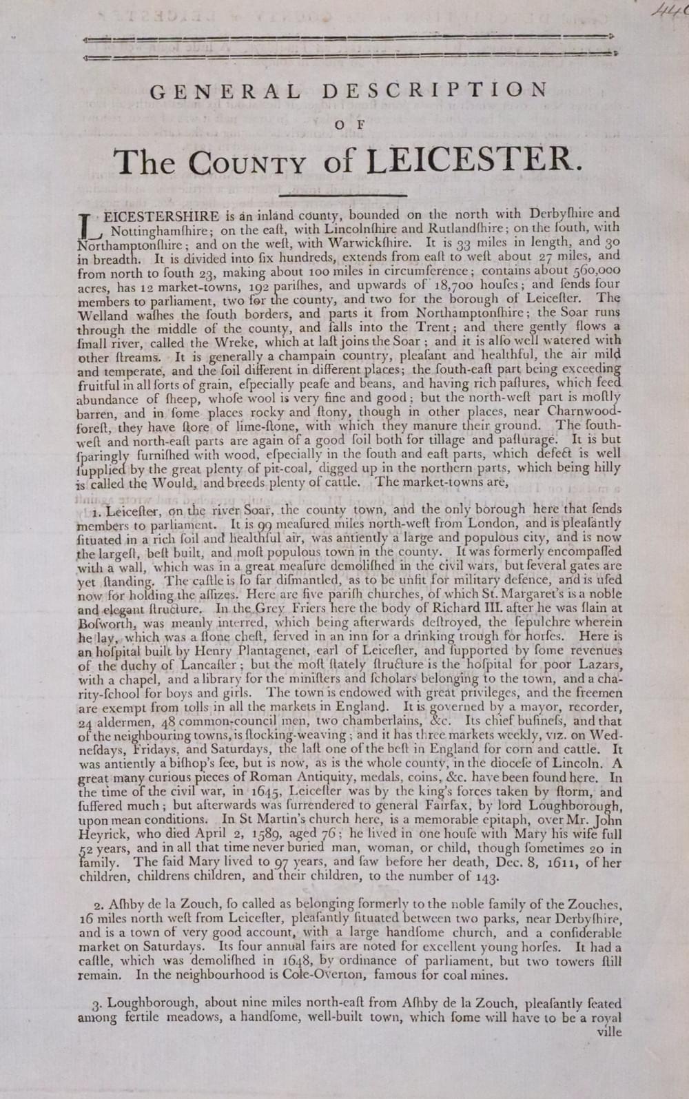 Text for Leicestershire Thomas Kitchin c.1786