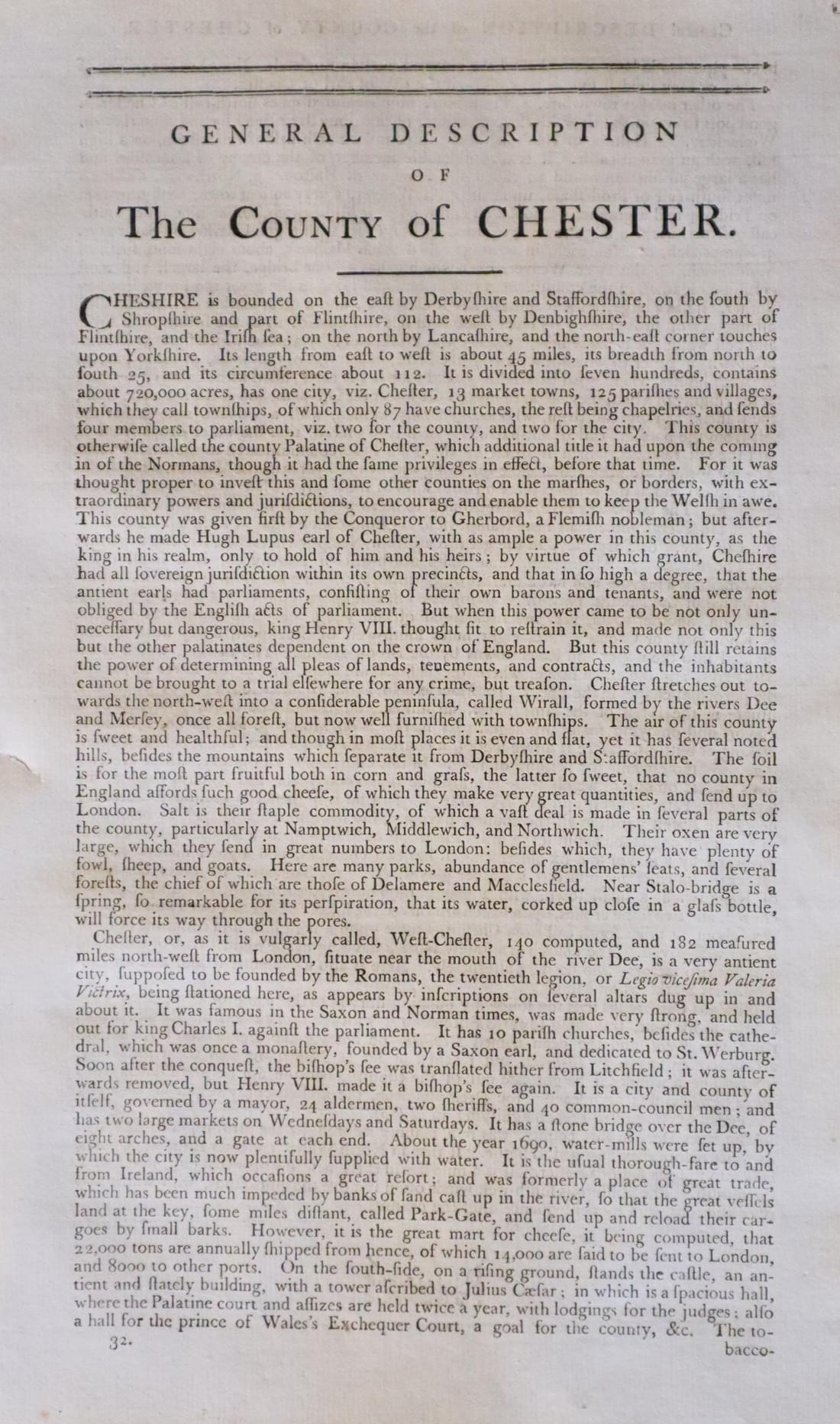 Text for Cheshire, Thomas Kitchin c.1786