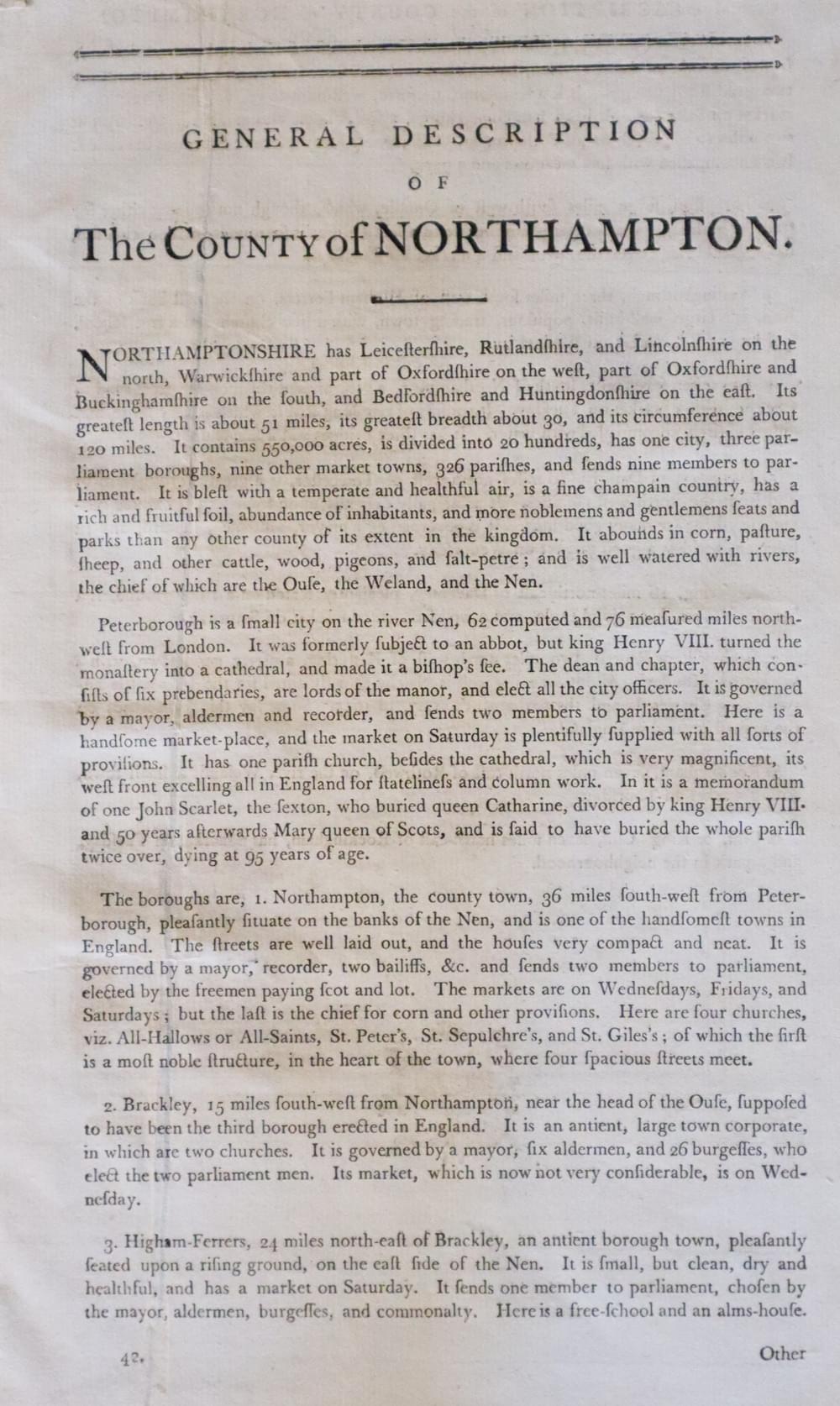 Text for Northamptonshire Thomas Kitchin c.1786
