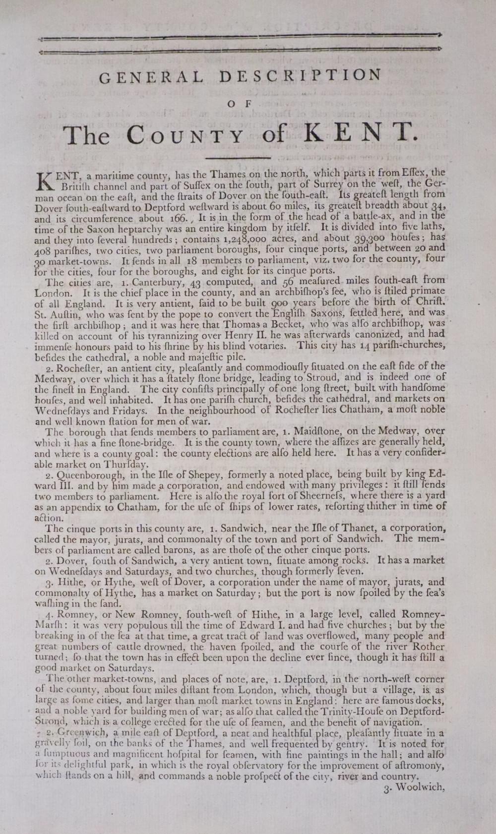 Text for Kent, Thomas Kitchin, c.1786