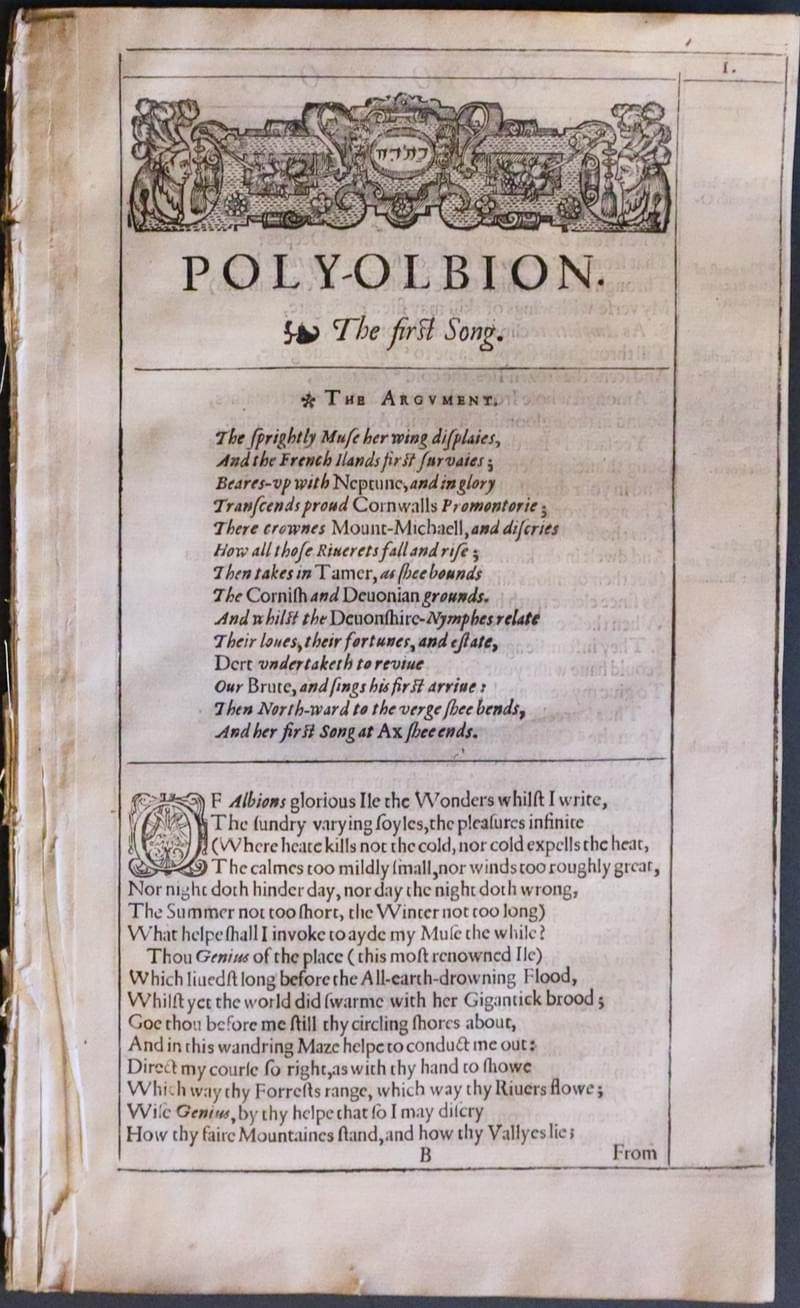 Drayton's Polyolbion text for Devon and Cornwall 1612