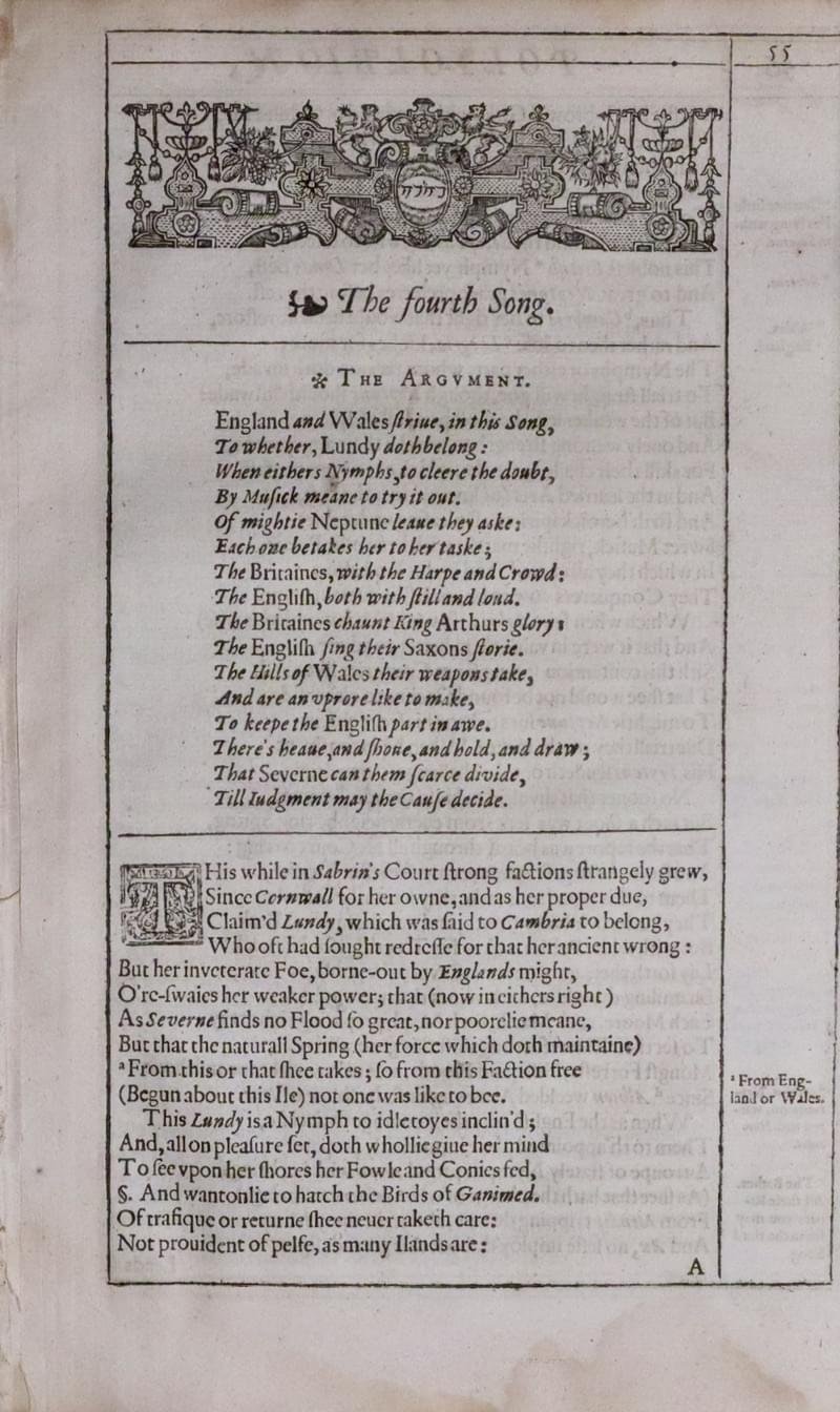 Text for Glamorganshire & Monmoushire Polyolbion map 1612