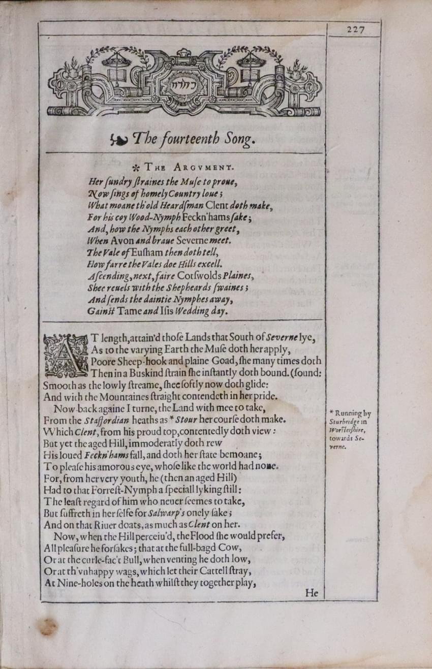 Gloucestershire and Worcestershire Michael Drayton Poly-Olbin Text 1612