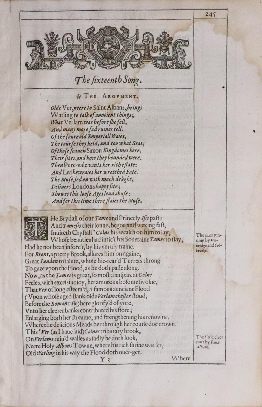 Middlesex and Hertfordshire, Michael Drayton Poly-Olbin Text 1612