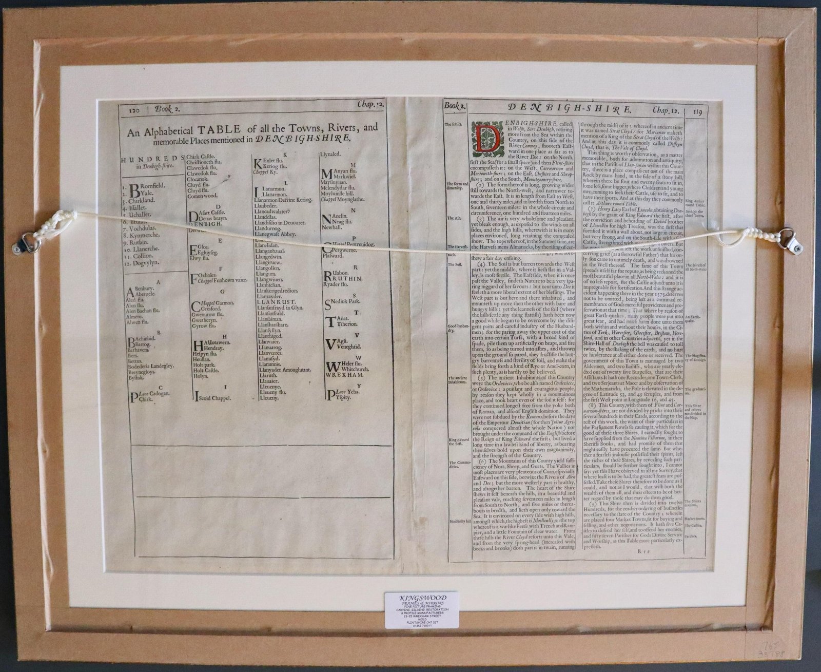 Text on versp of Denbighshire, John Speed 1676