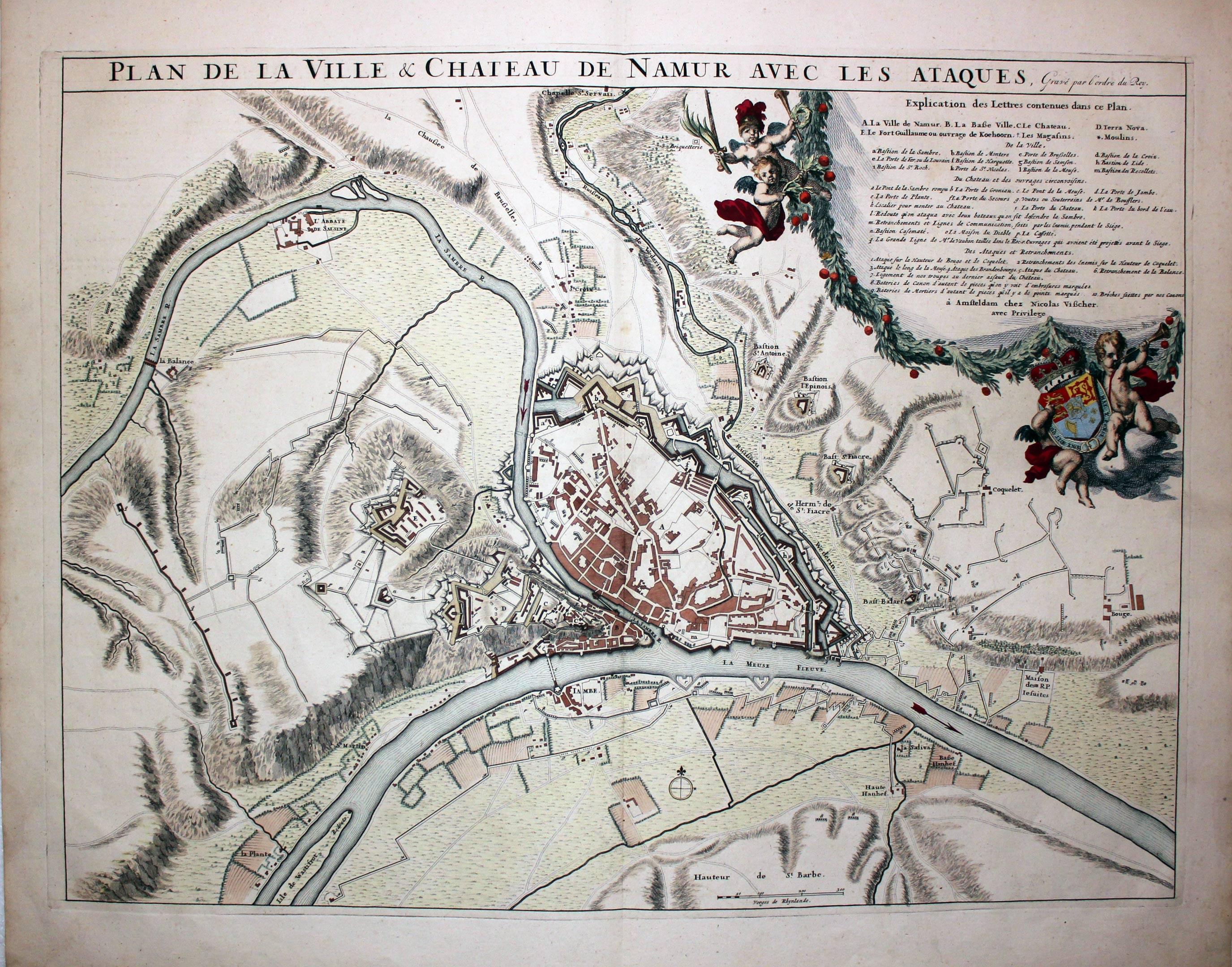 Town plan of Namur, Belium by Nicolas Visscher c.1700