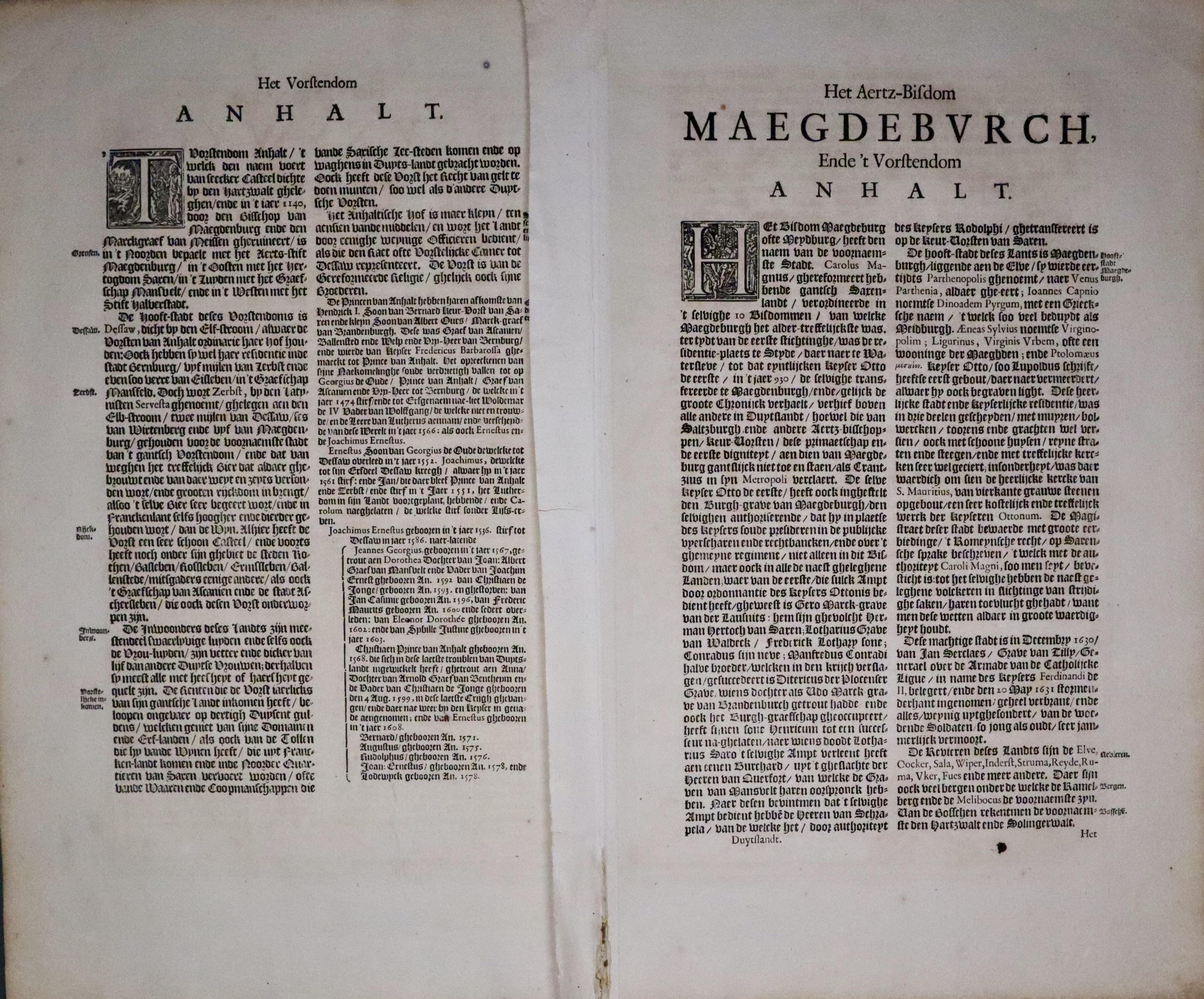 Dutch text for Magdeburg, Jan Jansson, 1647  Dutch text for Magdeburg, Jan Jansson, 1647