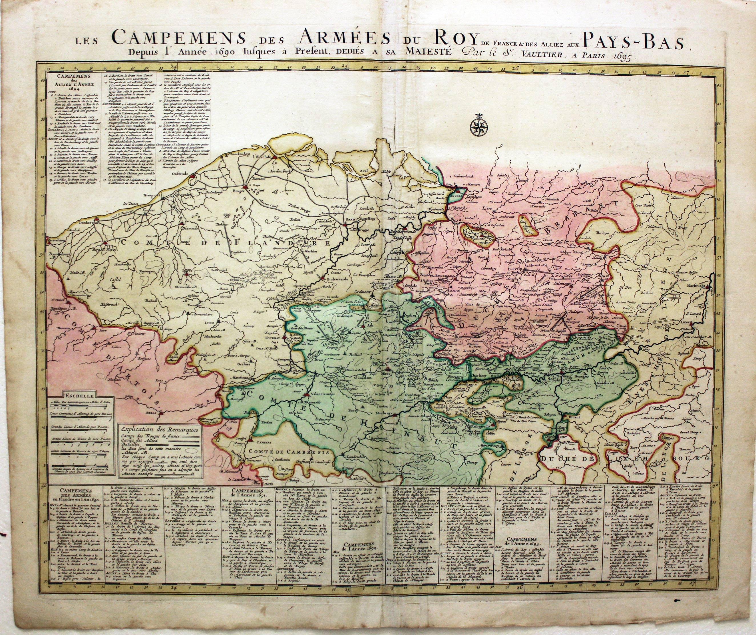 Map of Flanders and Brabant, Sr. Vaultier, c.1700  Map of Flanders and Brabant, Sr. Vaultier, c.1700