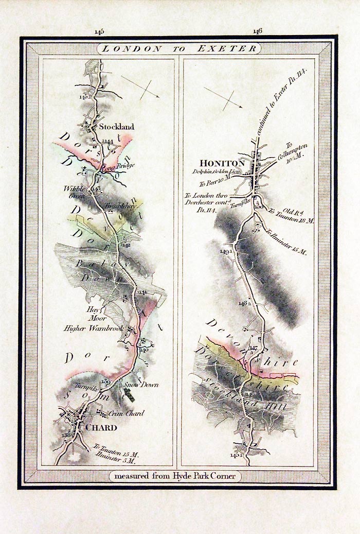 Edward Mogg road map Chard to Honiton
