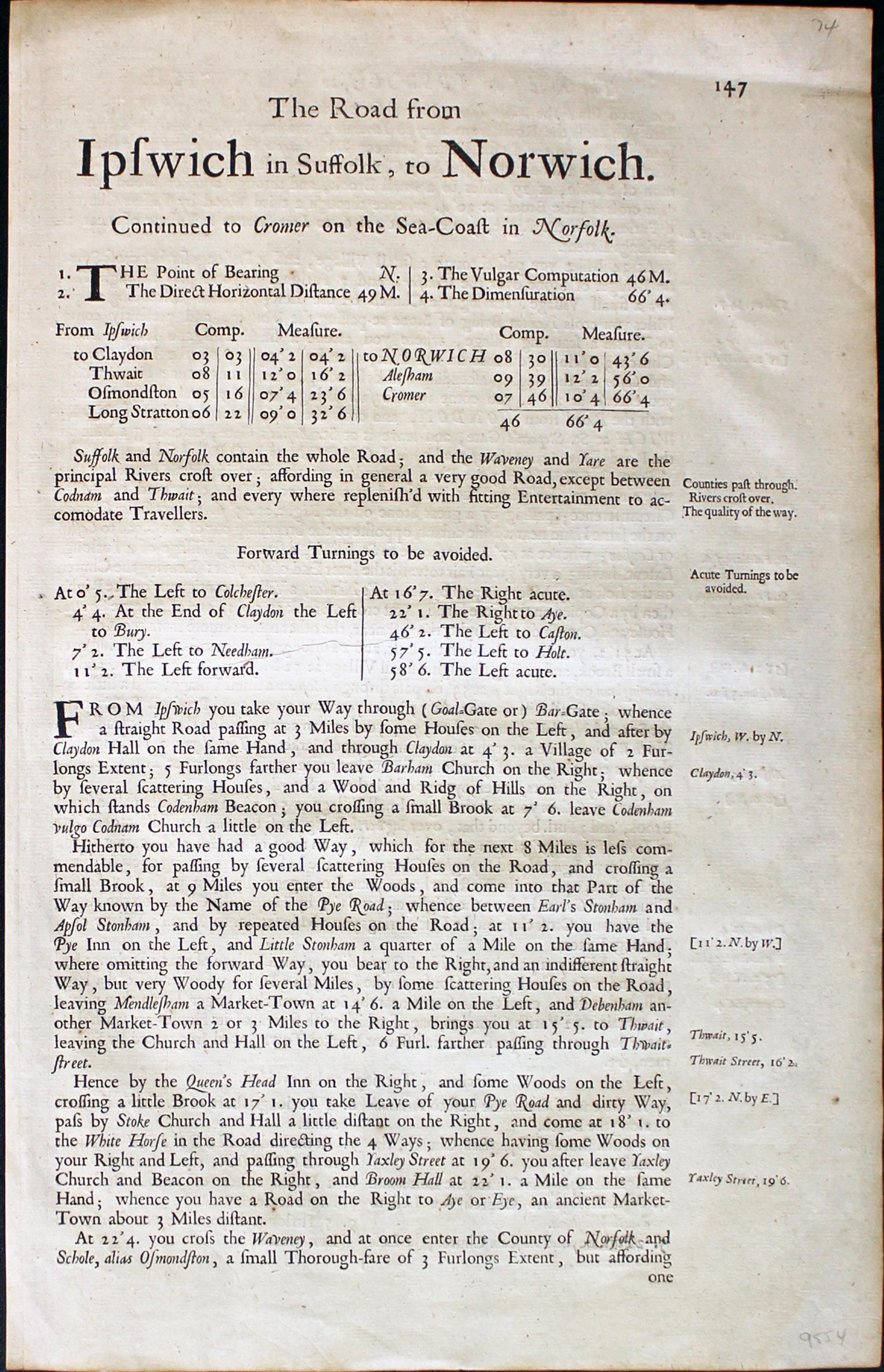 King's Lynn, Thetford, Stowmarket, Harwich John Ogilby  King's Lynn, Thetford, Stowmarket, Harwich John Ogilby