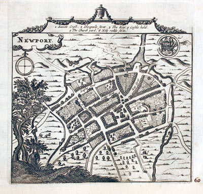 Plan of Newport, Isle of Wight  by Peter van der Aa, c.1729