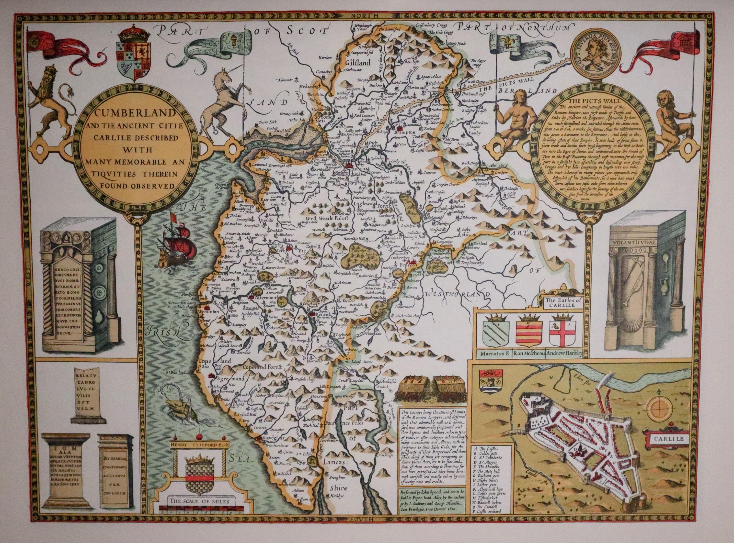 1953 reproduction of John Speed's map of Cumberland  1953 reproduction of John Speed's map of Cumberland