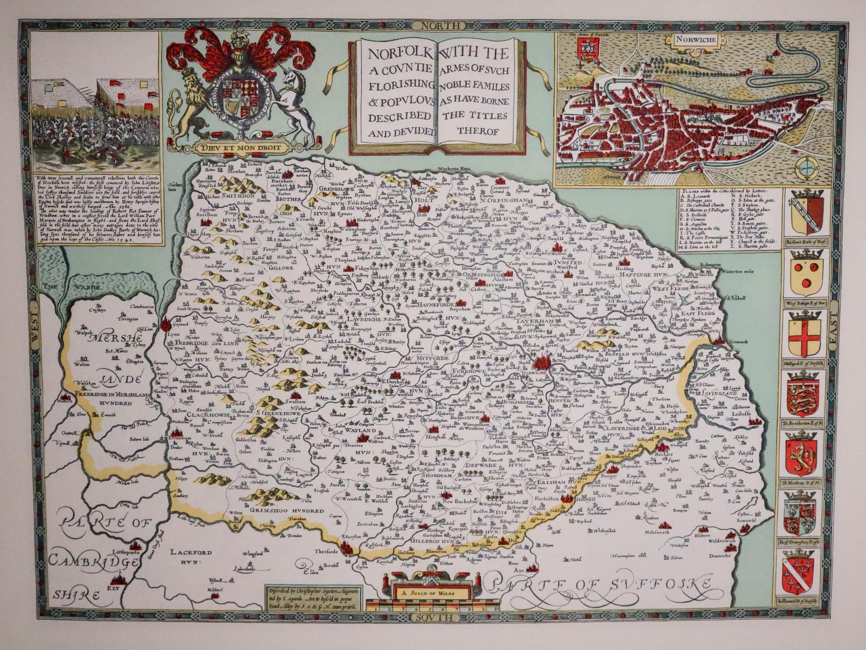 1953 reproduction of John Speed's map of Norfolk  1953 reproduction of John Speed's map of Norfolk
