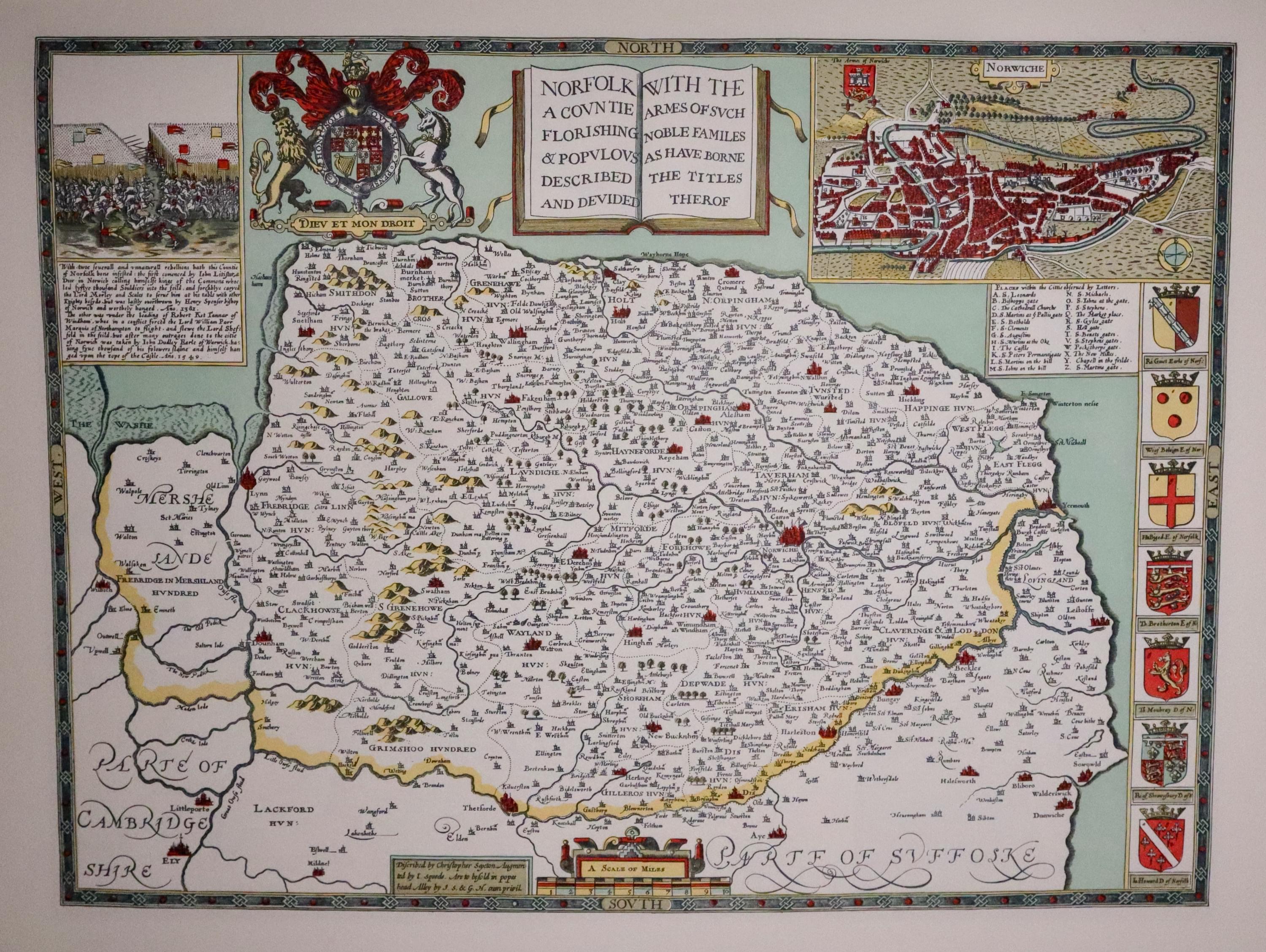 1953 reproduction of John Speed's map of Suffolk  1953 reproduction of John Speed's map of Suffolk
