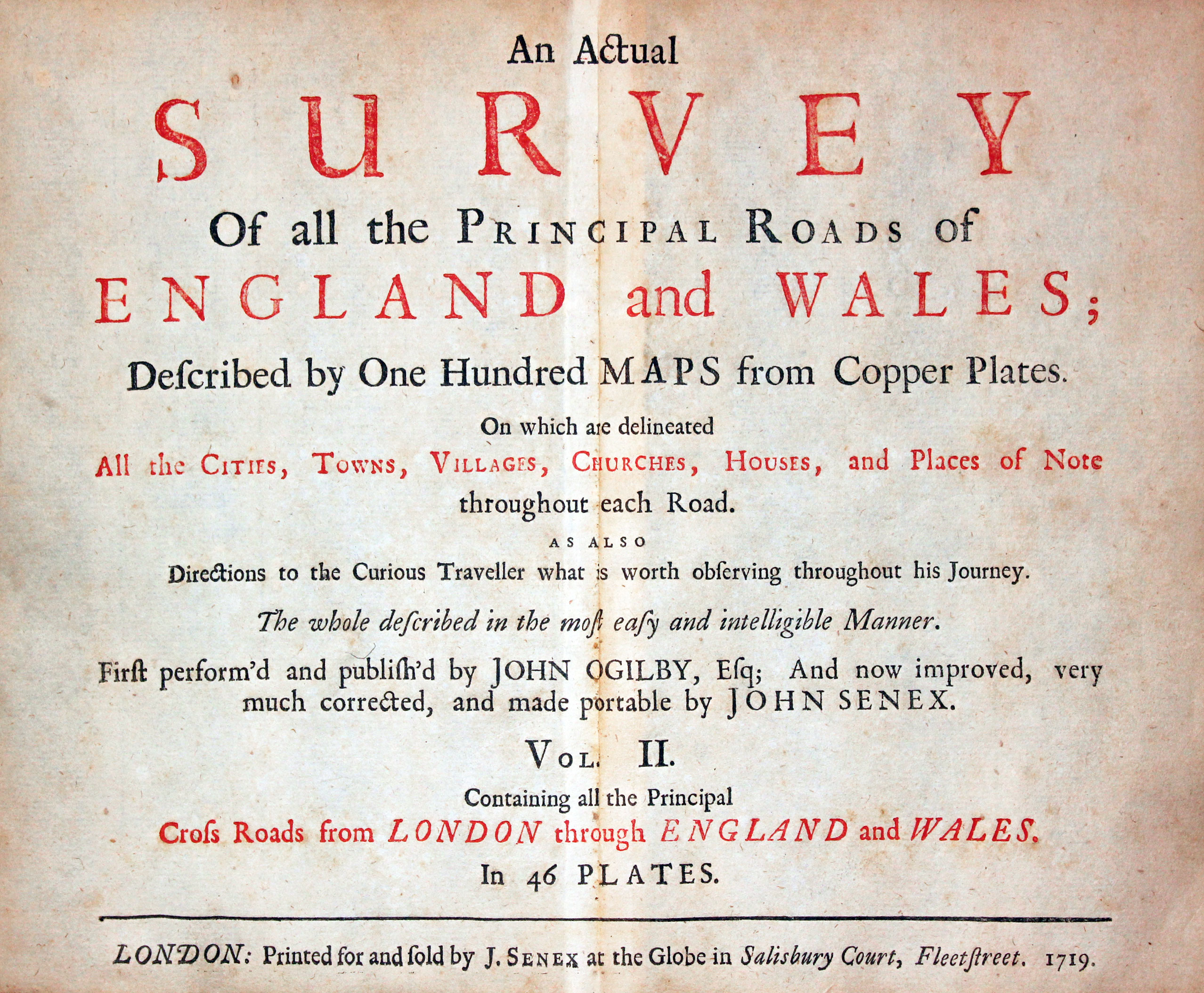 Titlepage to Jhn Senex Survey of England and Wales 1719