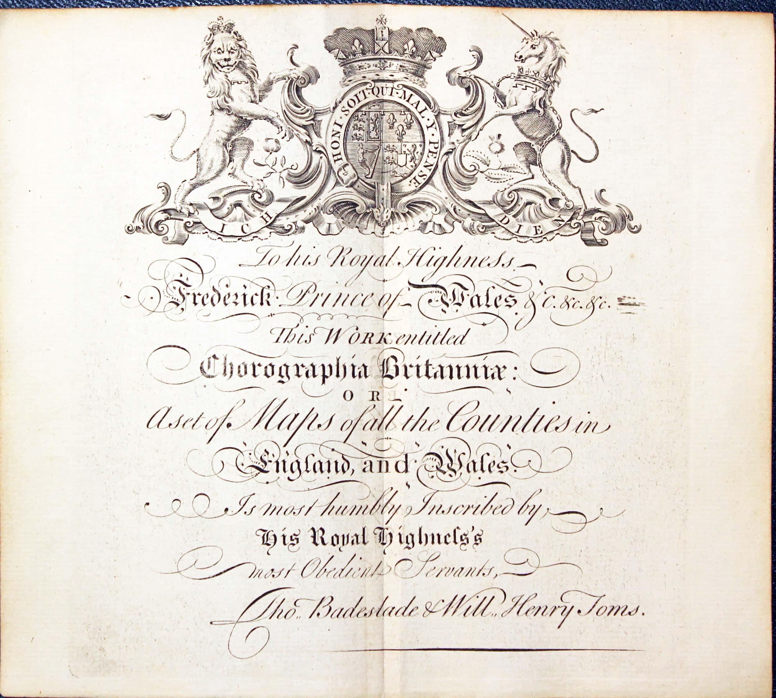 Chorographia Britanniae 1742 Dedication