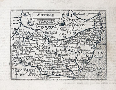  County map of Suffolk by John Bill 1626 
