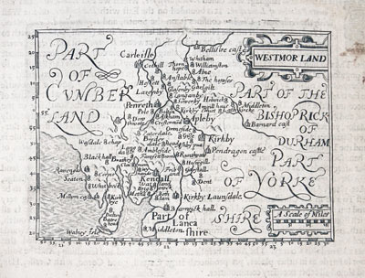  County map of Westmorland by John Bill 1626 