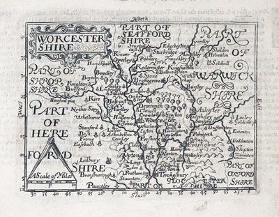  County map of Worcestershire by John Bill 1626 