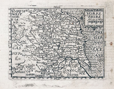  County map of Yorkshire by John Bill 1626 