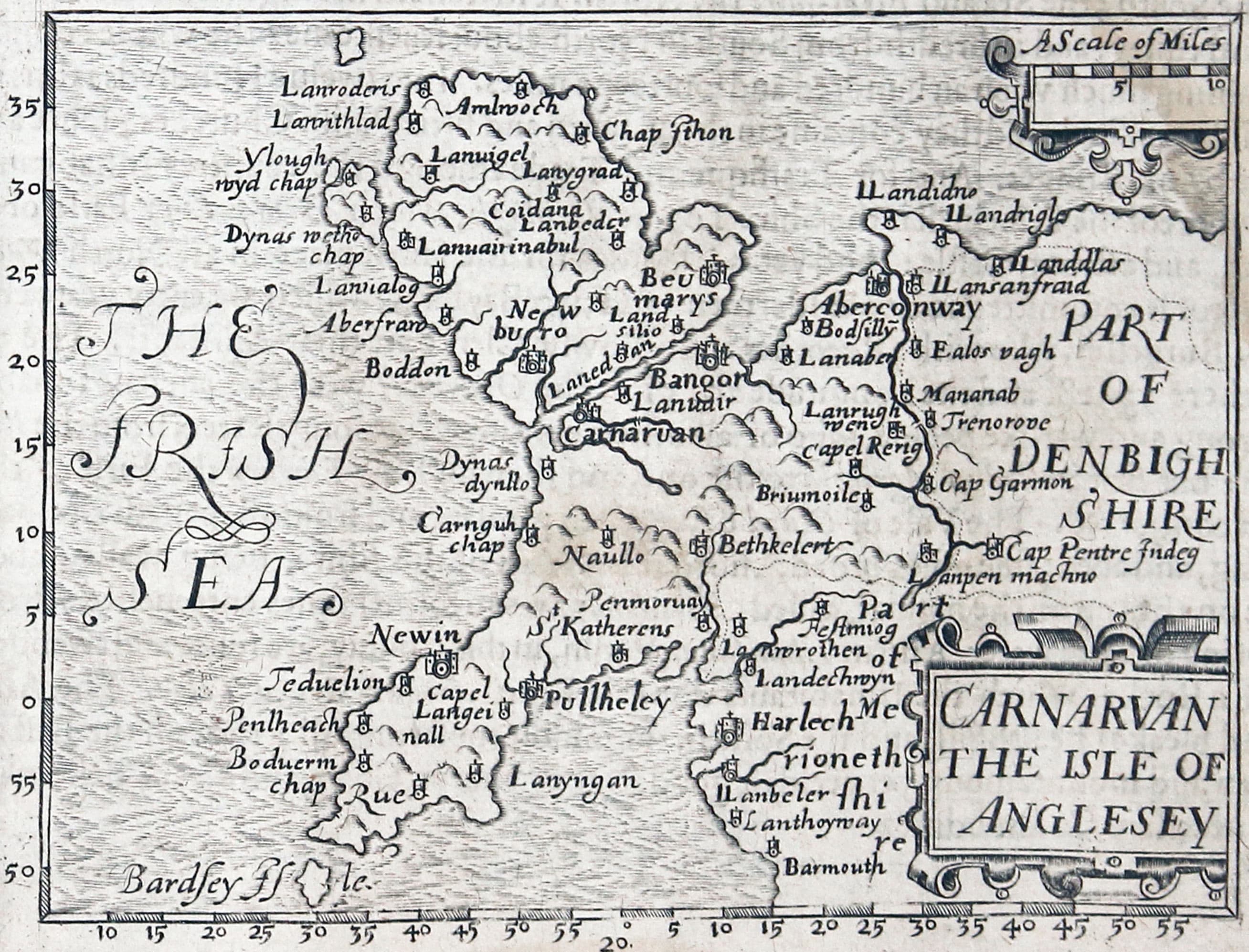 Map of Caernarvonshire and Anglesey by John Bill 1626