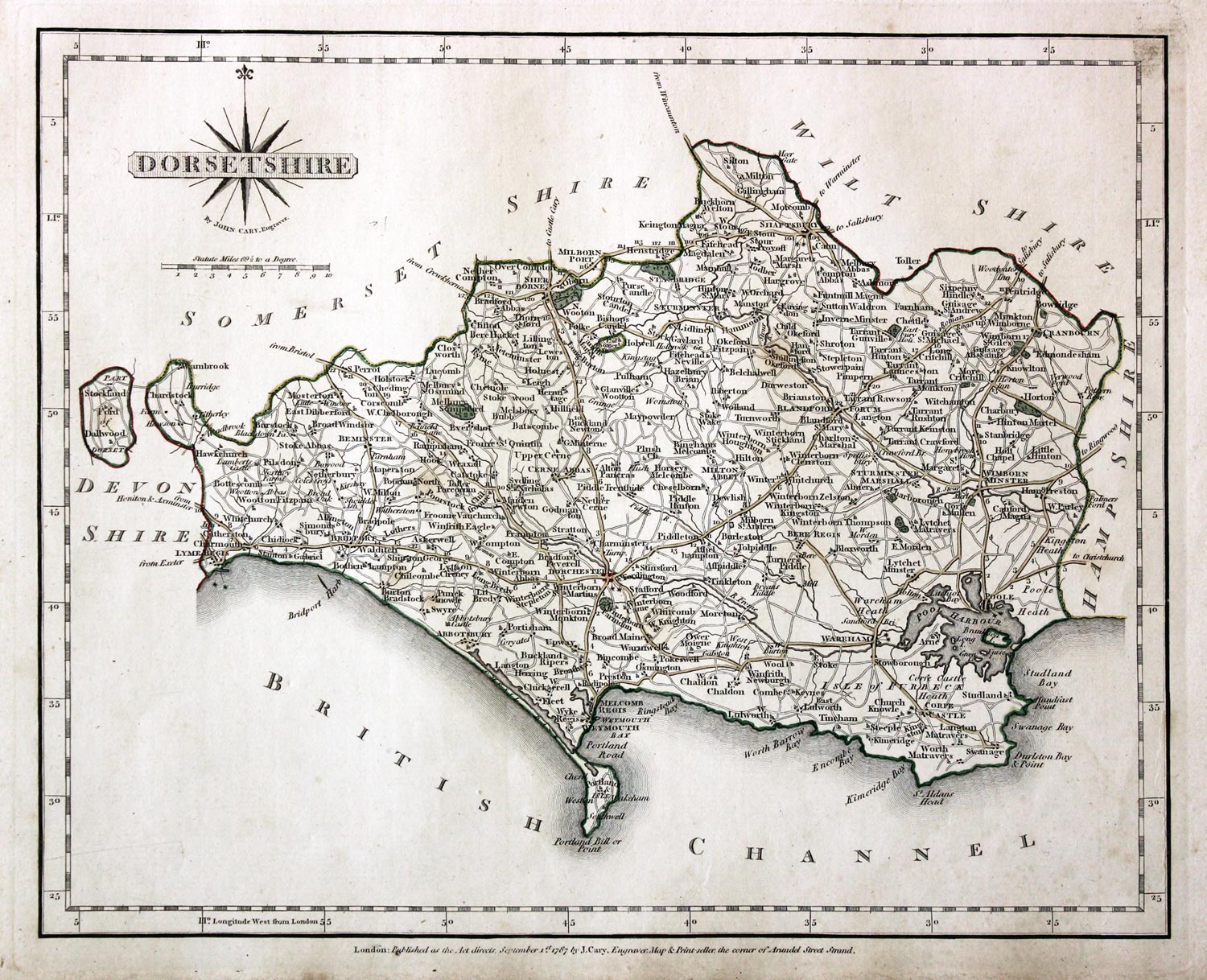 John Cary map of Dorsetshire