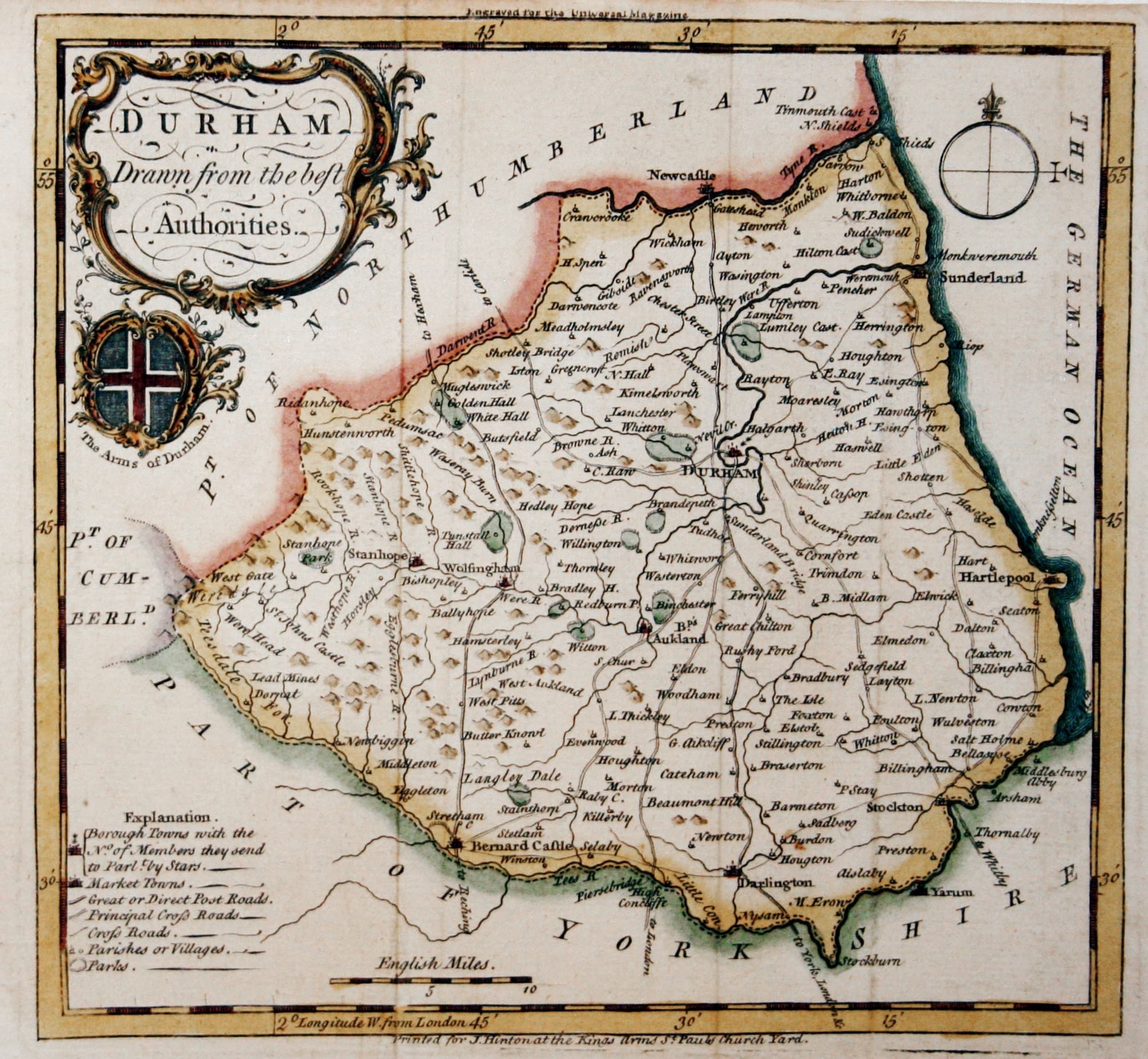 Co.unty Durham by Emanuel Bowen c.1755