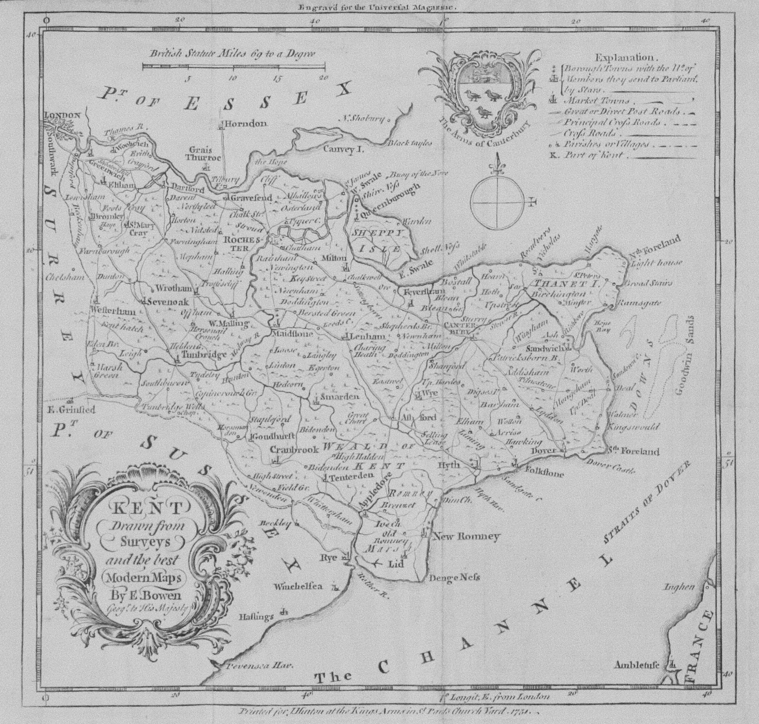 Kent by Emanuel Bowen c.1749