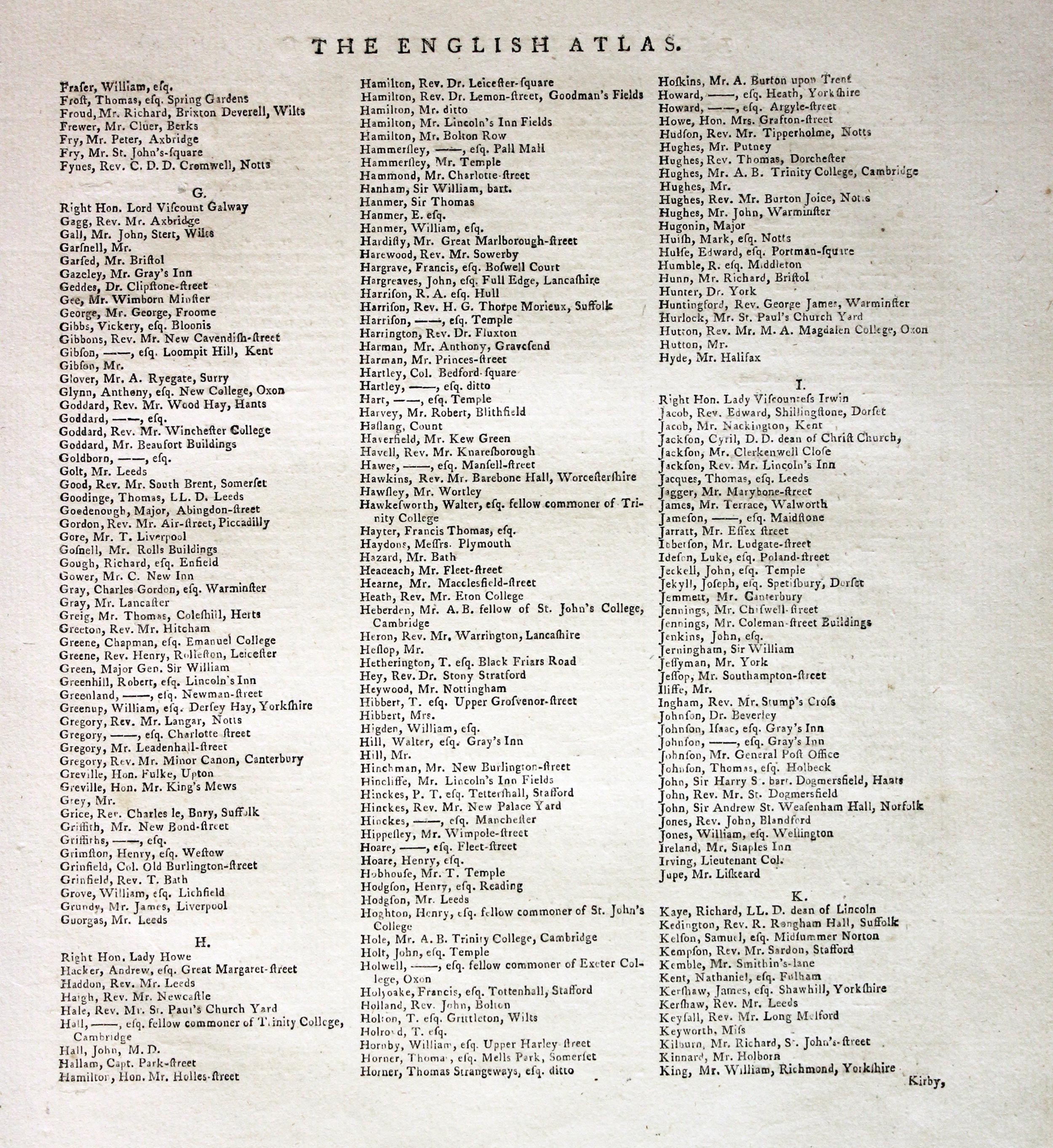 New and Correct English Atlas Subscribers  New and Correct English Atlas Subscribers