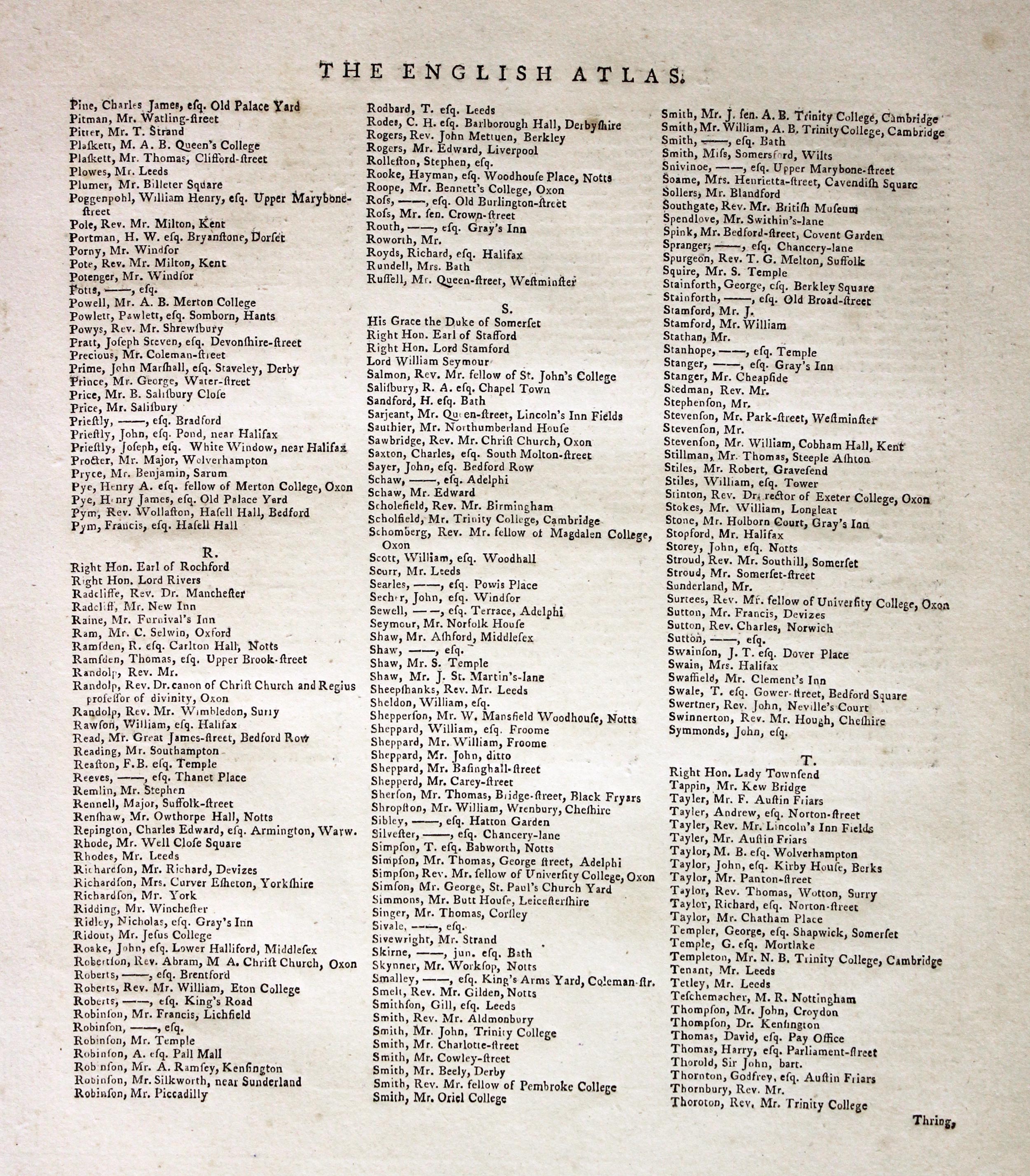 New and Correct English Atlas Subscribers  New and Correct English Atlas Subscribers