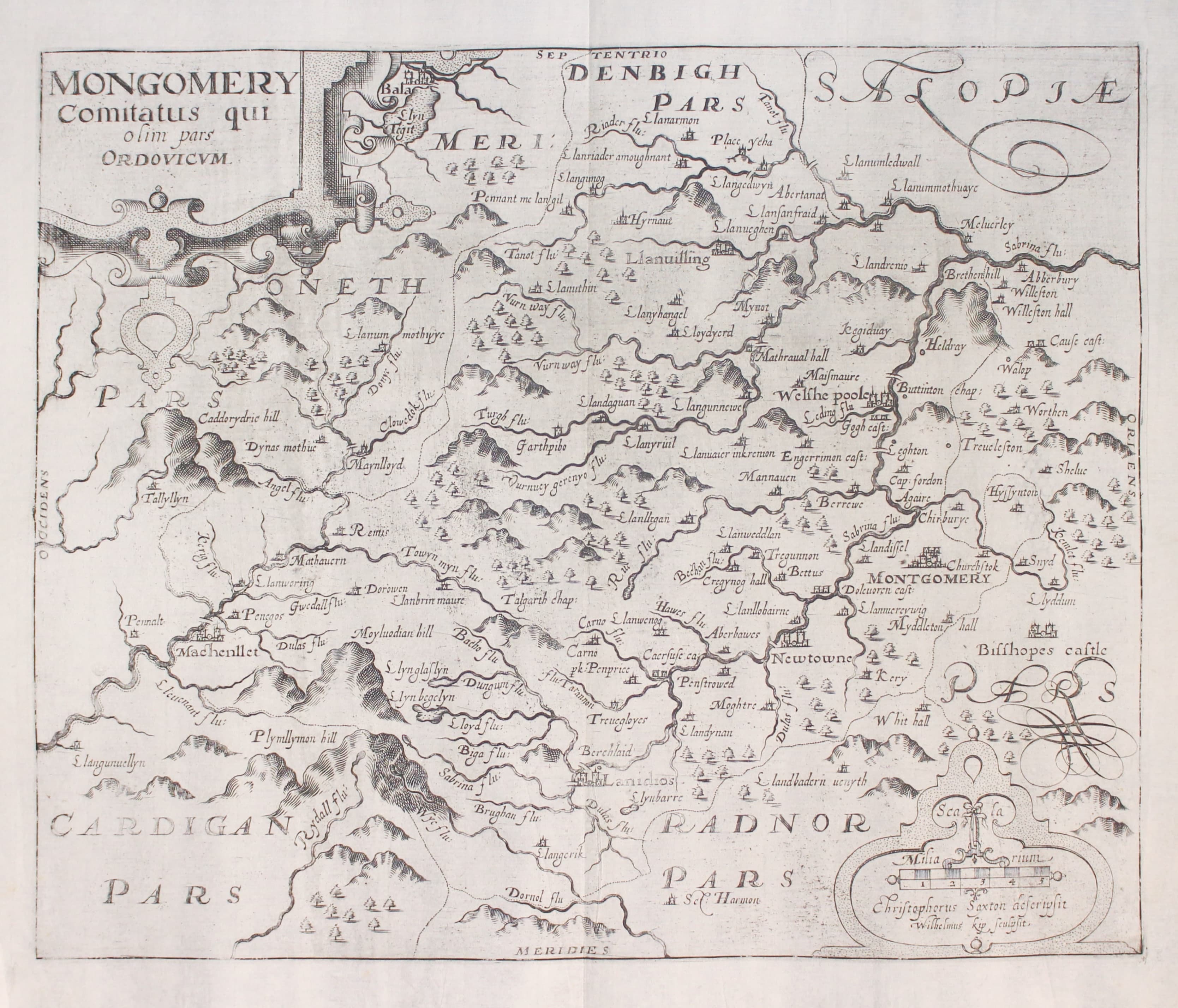 Montgomeryshire by William Kip after Christopher Saxton 1610  Montgomeryshire by William Kip after Christopher Saxton 1610