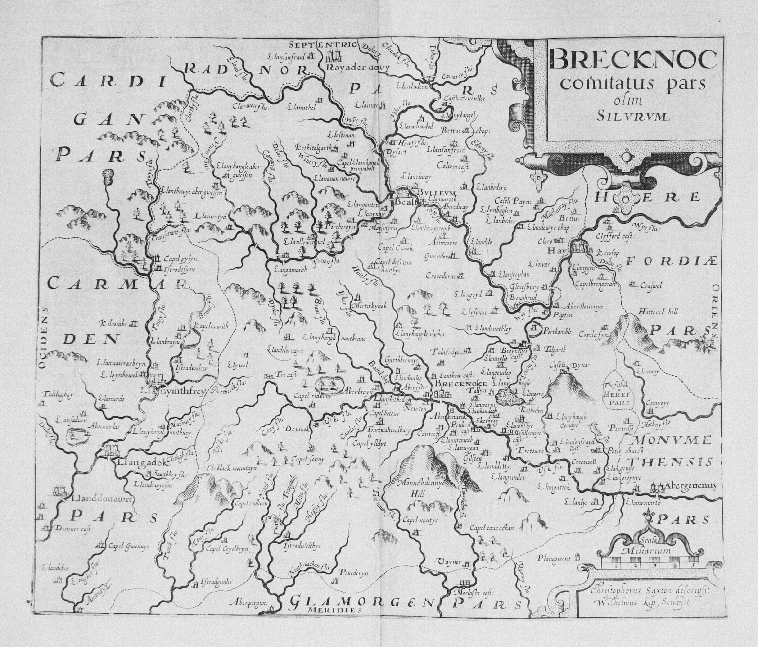 Breconshire by William Kip after Christopher Saxton 1607  Breconshire by William Kip after Christopher Saxton 1607
