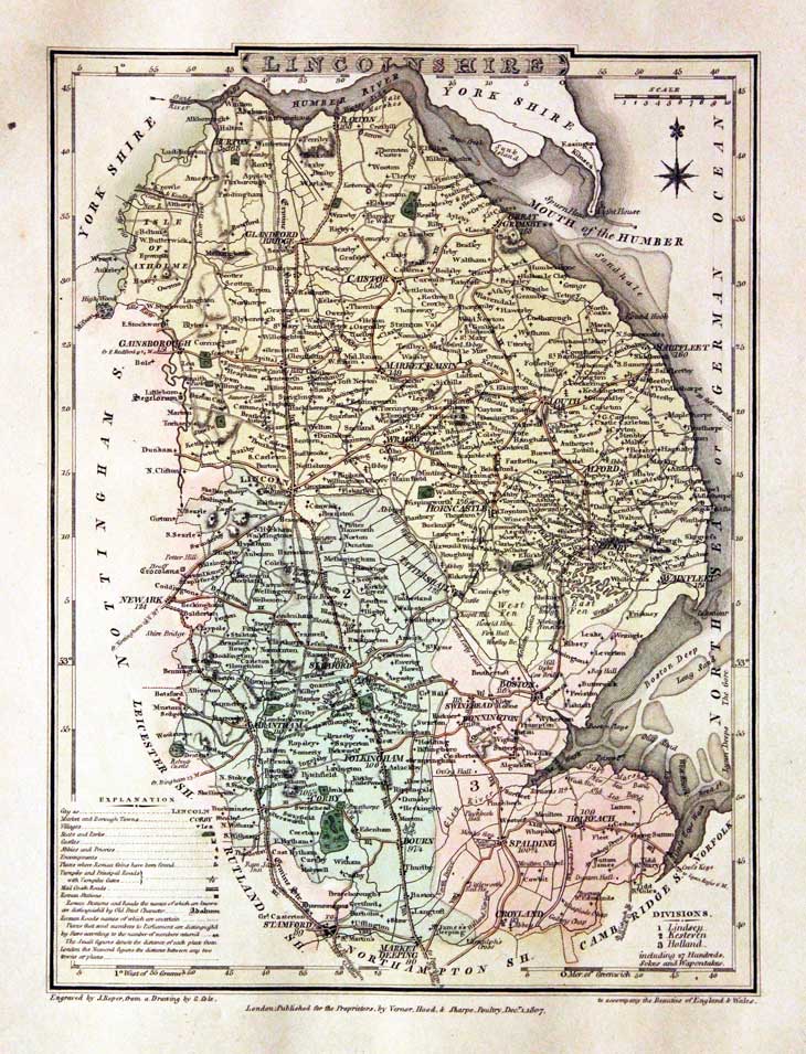 Map of Lincolnshire by G. Cole and J. Roper 1810