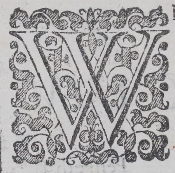 Letter W on verso of John Speed map
