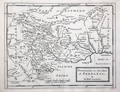 Tweeddale and Peebles by Herman Moll 1725