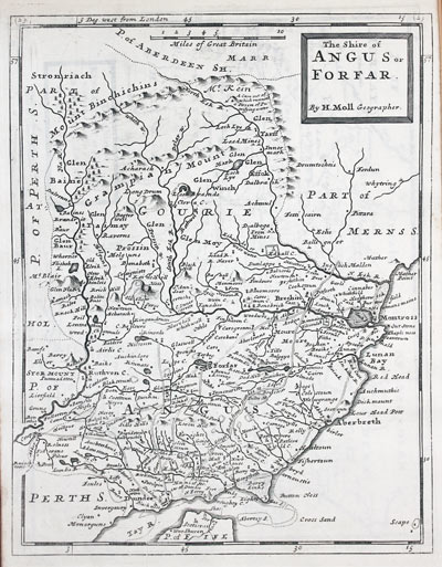 Angus and Forfar by Herman Moll 1725