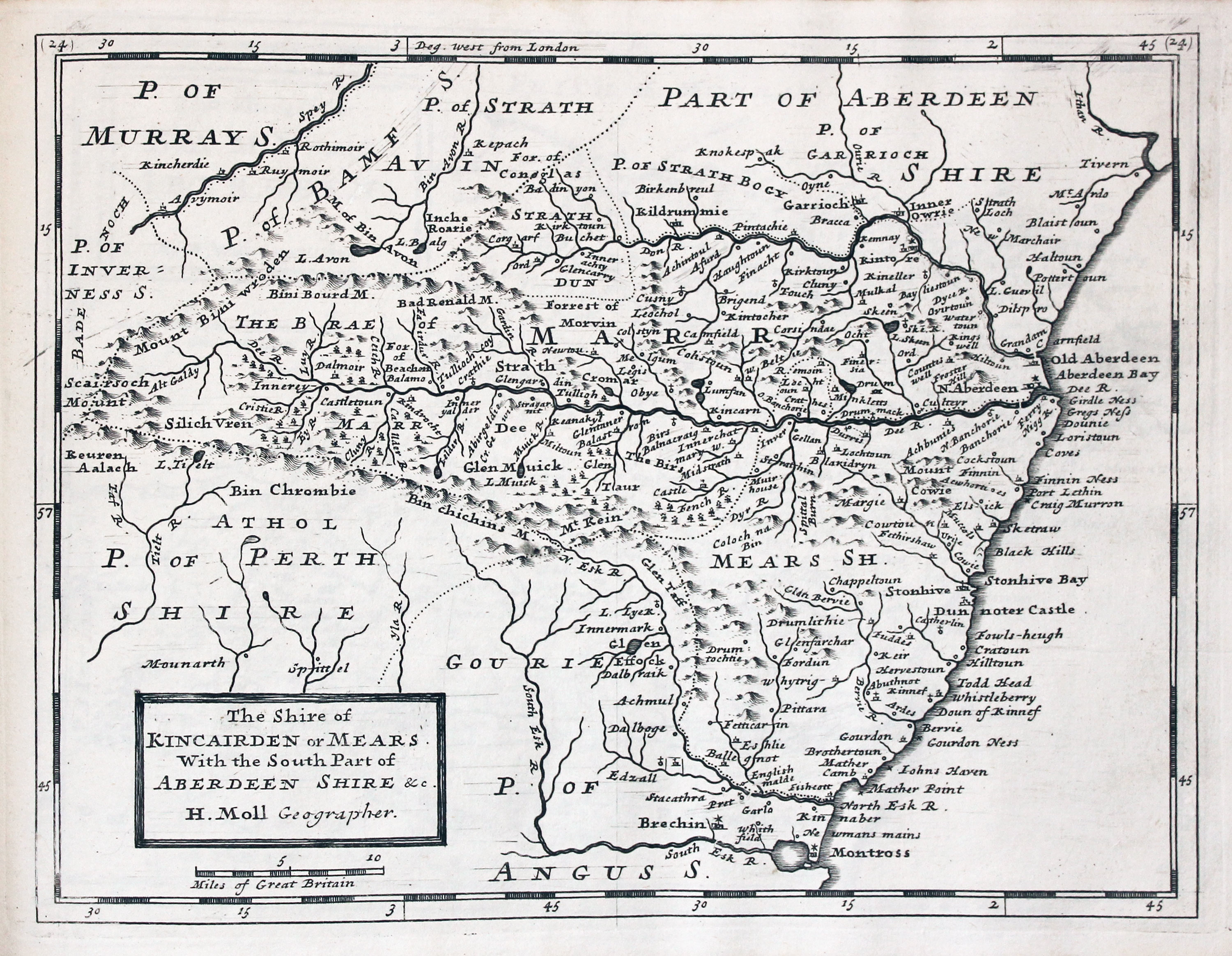 South Aberdeenshire by Herman Moll 1725