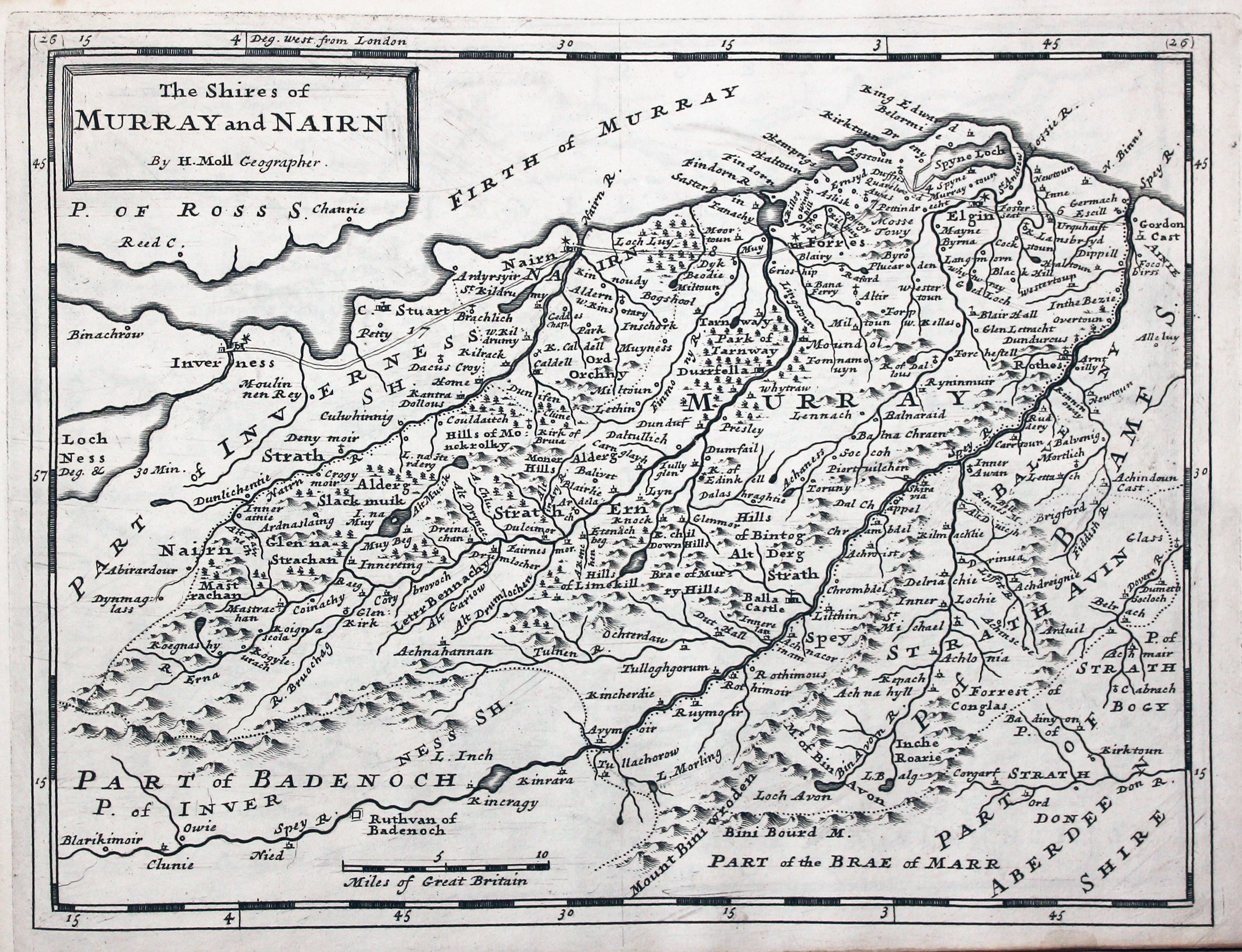 Banff and Aberdeenshire by Herman Moll 1725