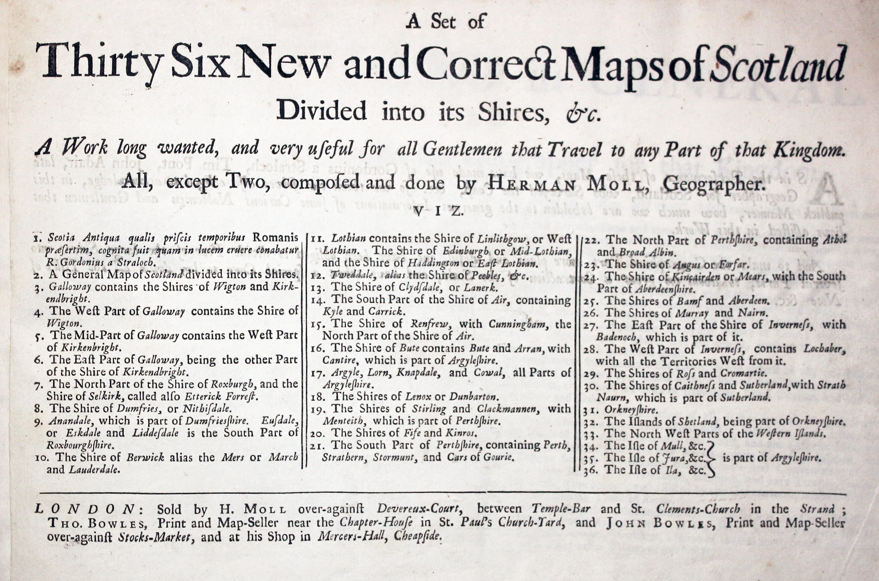 Thirty Six New and Correct Maps Titlepage Herman Moll