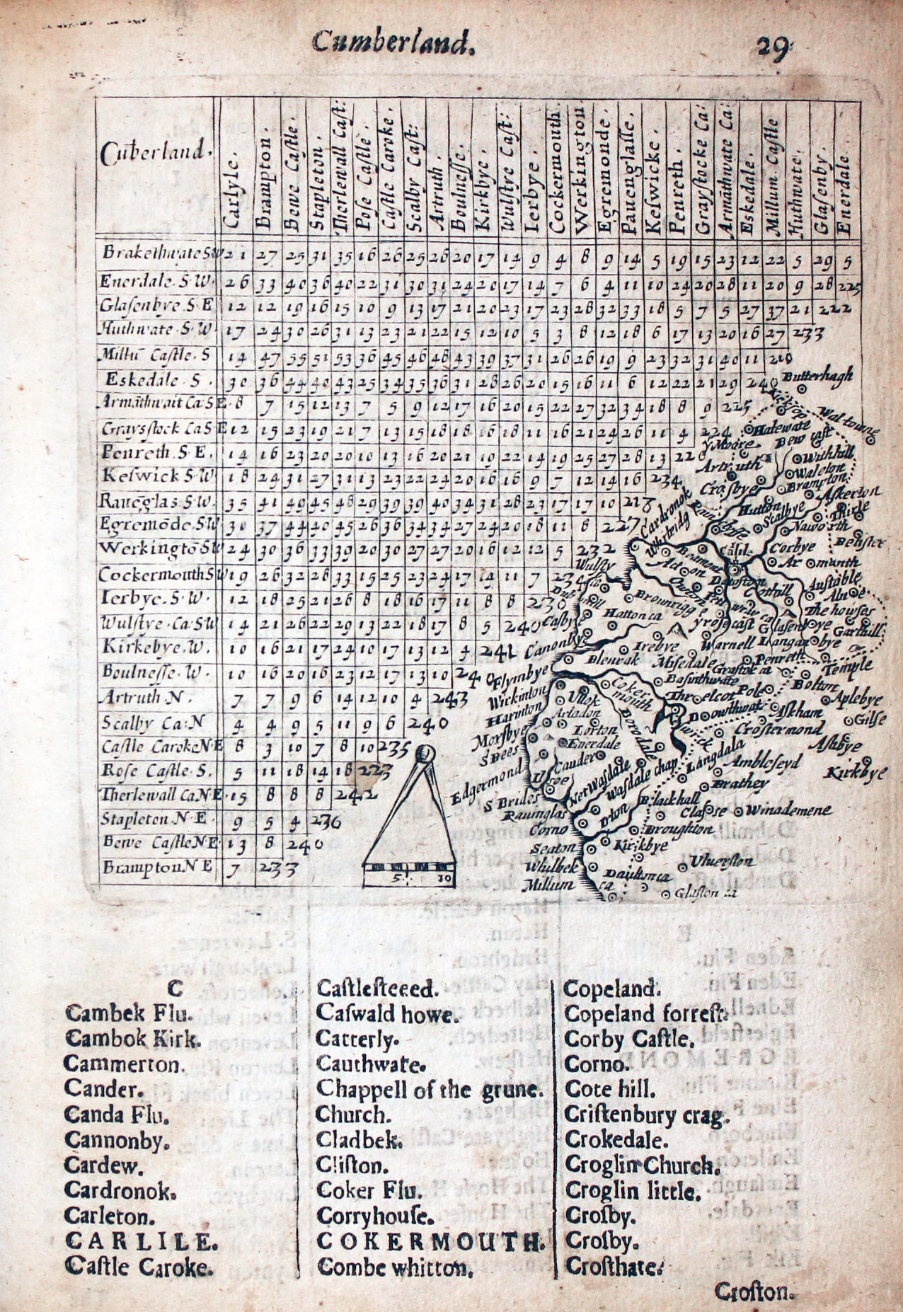 Map of Cumberland by Thomas Jenner, 1657
