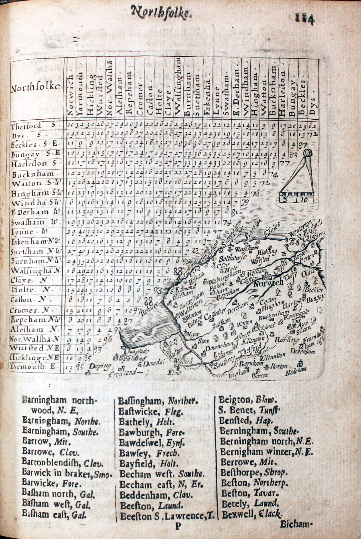 Map of Norfolk by Thomas Jenner 1657