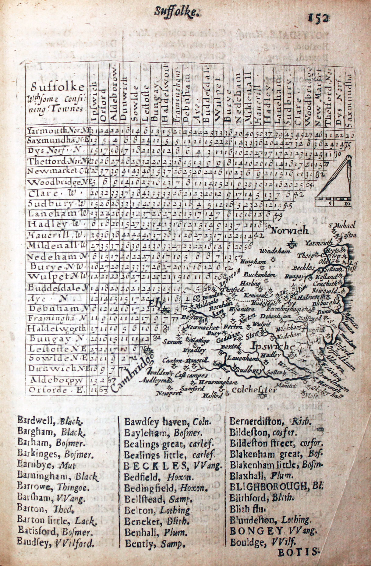 Map of Suffolk by Thomas Jenner 1657