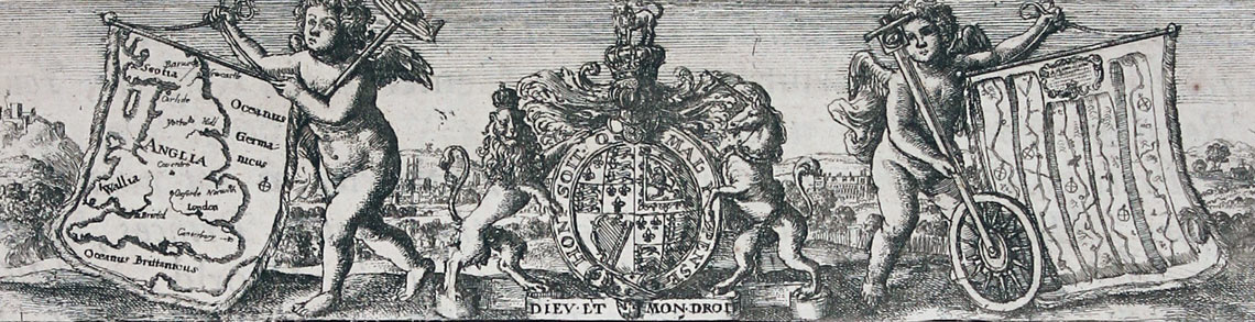 Royal Arms and putti cartouche