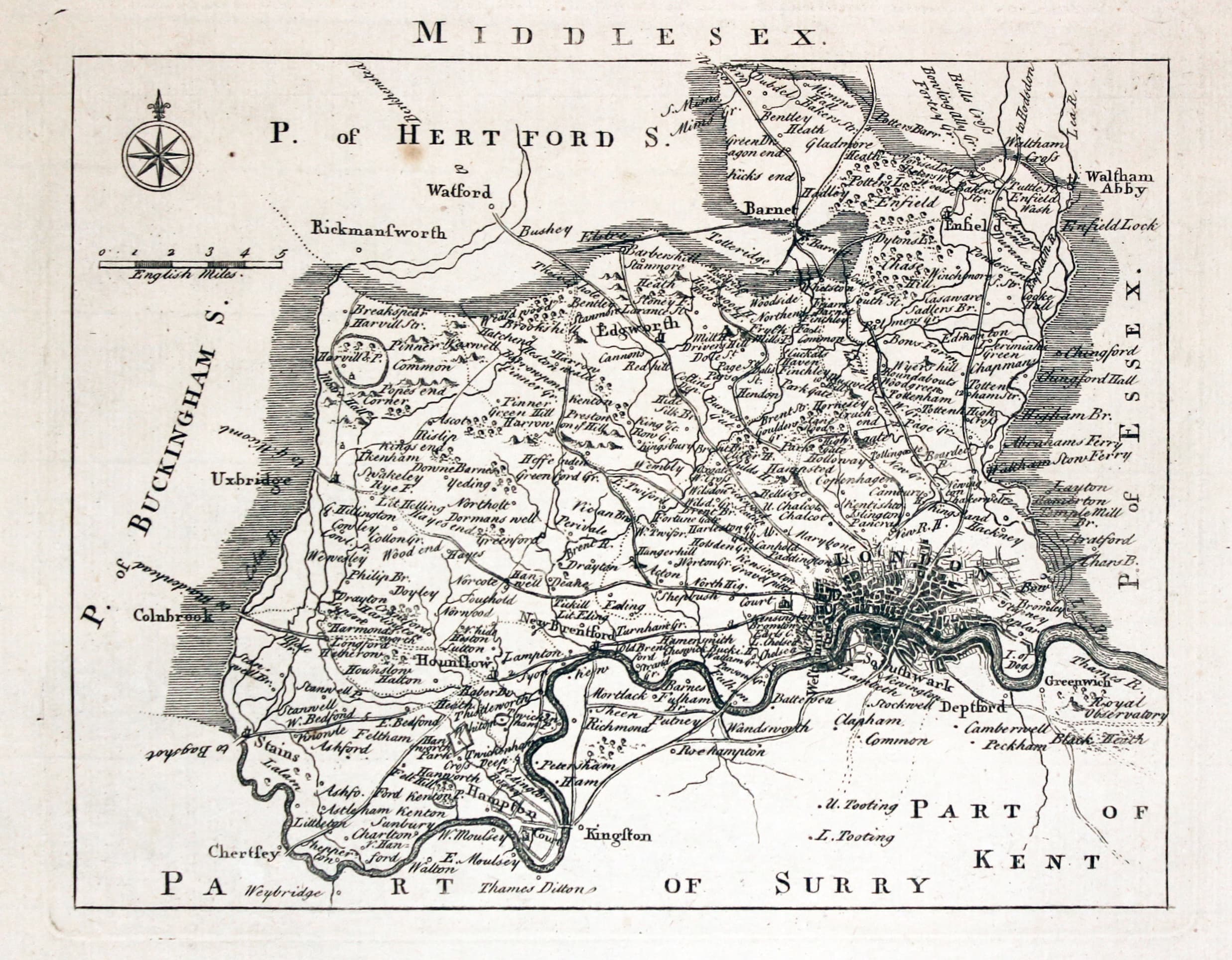 Middlesex, John Rocque 1799