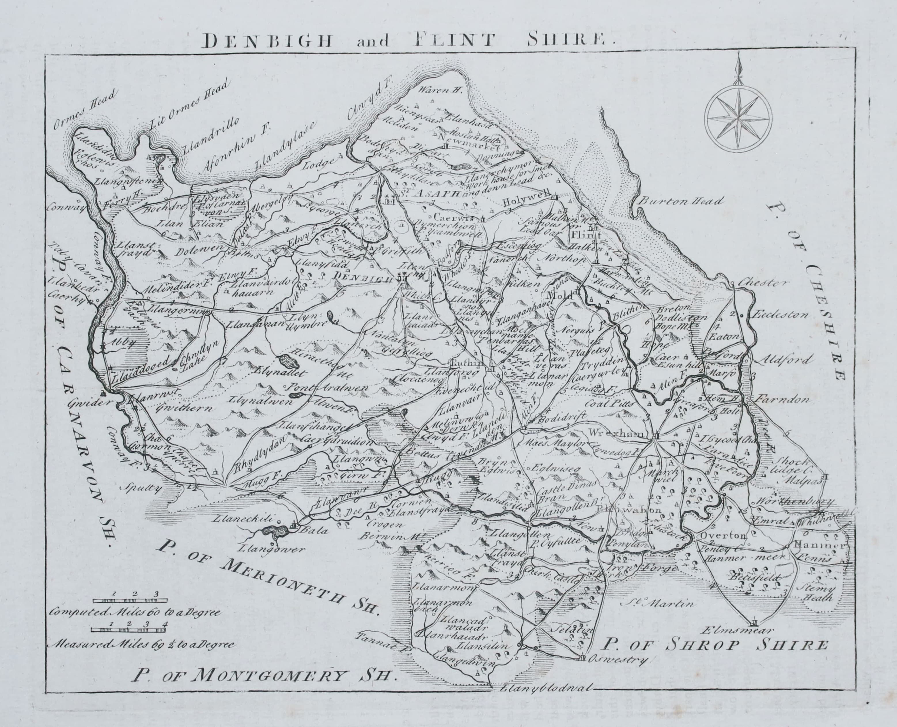Denbighshire & Flintshire, John Rocque 1769