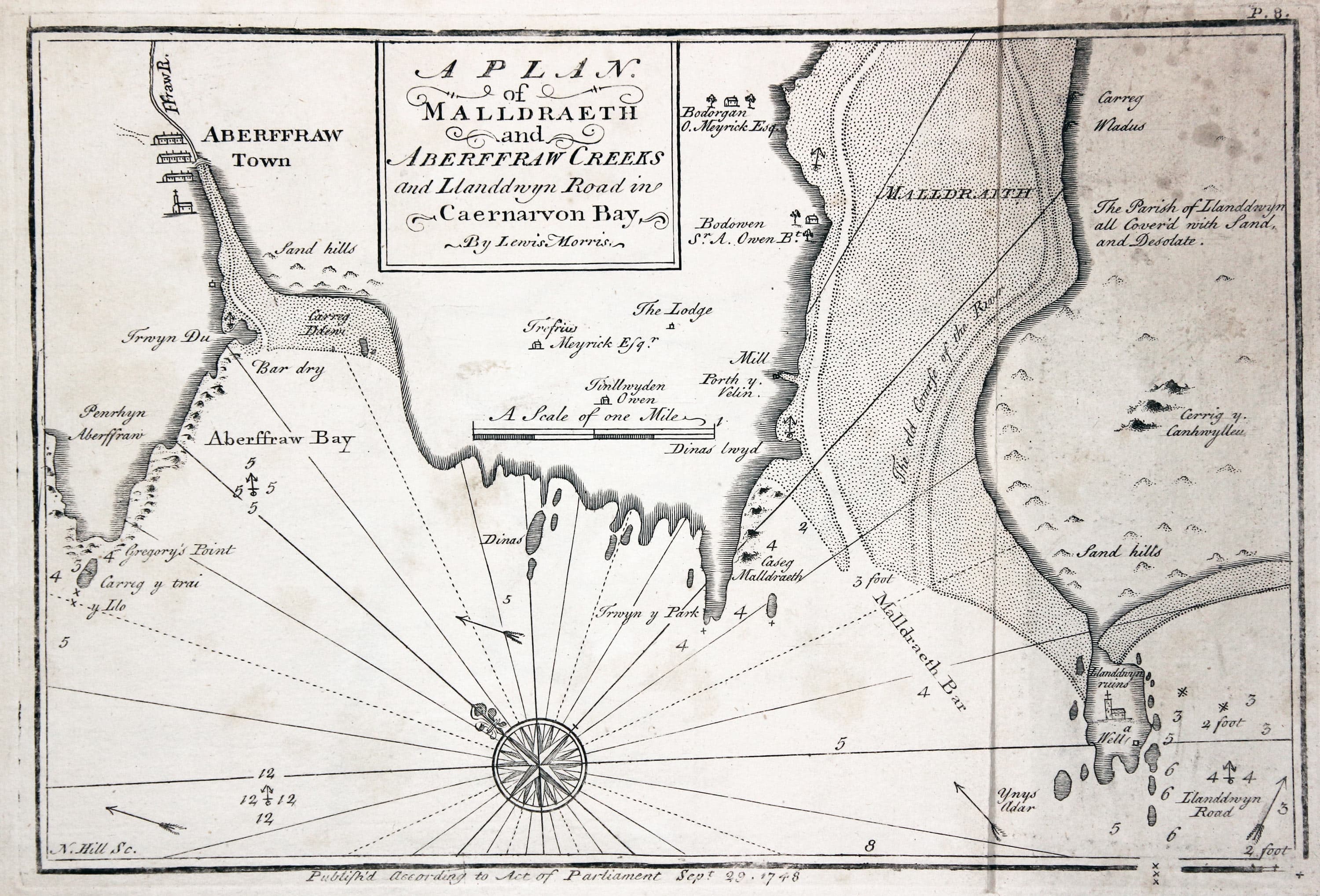 Chart of Malltraeth, Anglesey by Lewis Morris 1748