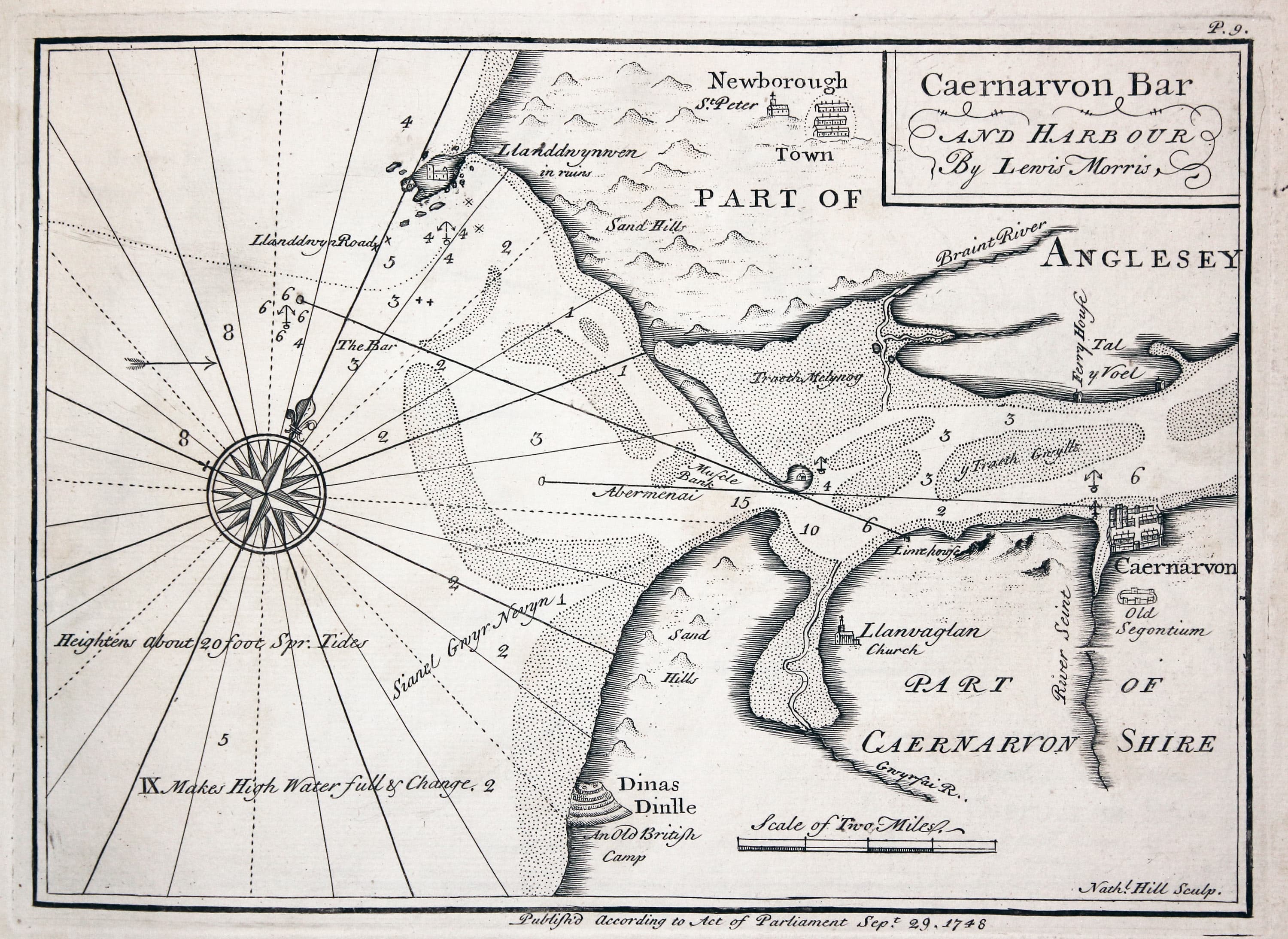 Chart of Caernarvon, North Wales by Lewis Morris 1748