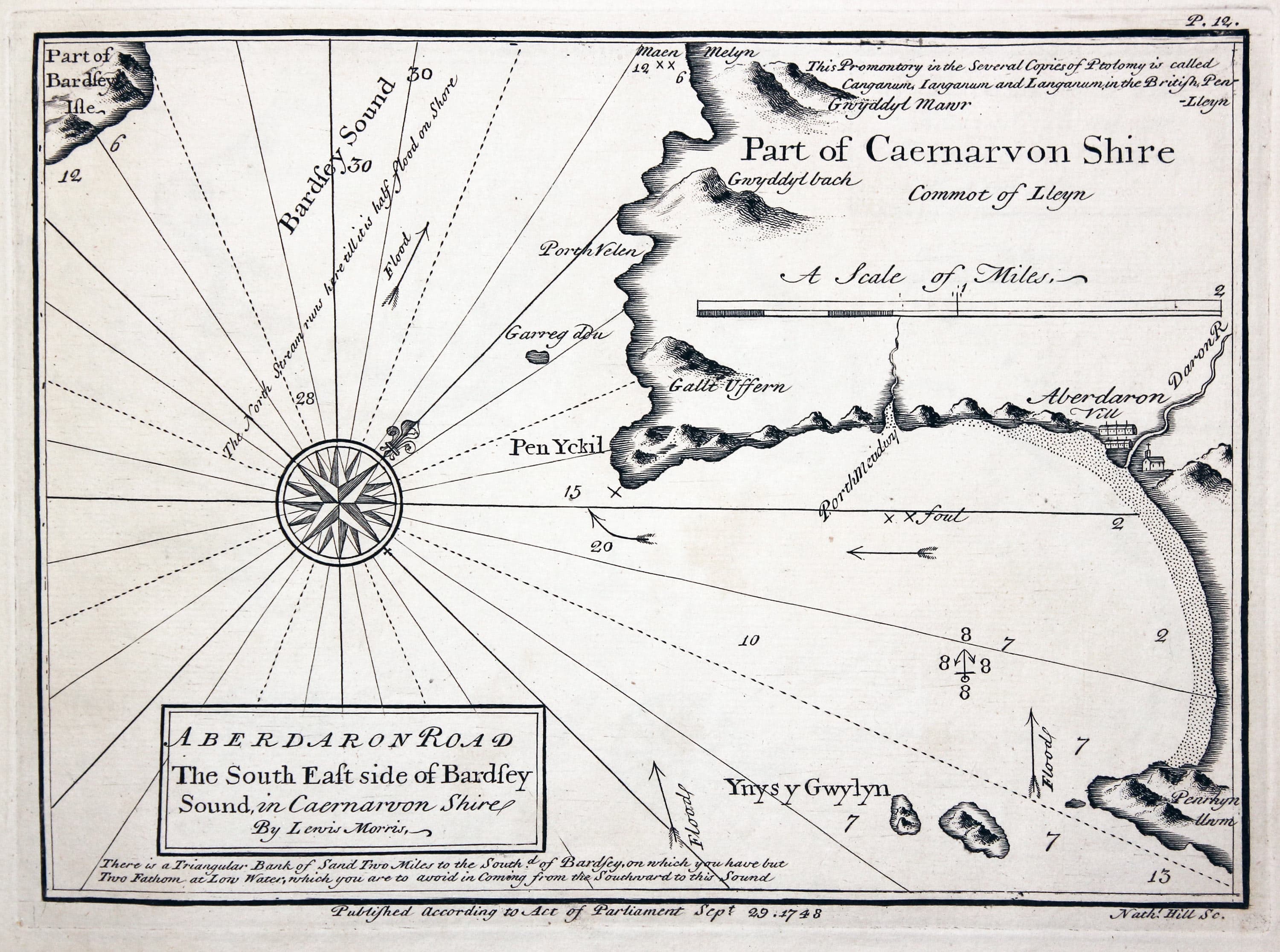 Chart of Aberdaron, North Wales by Lewis Morris 1748